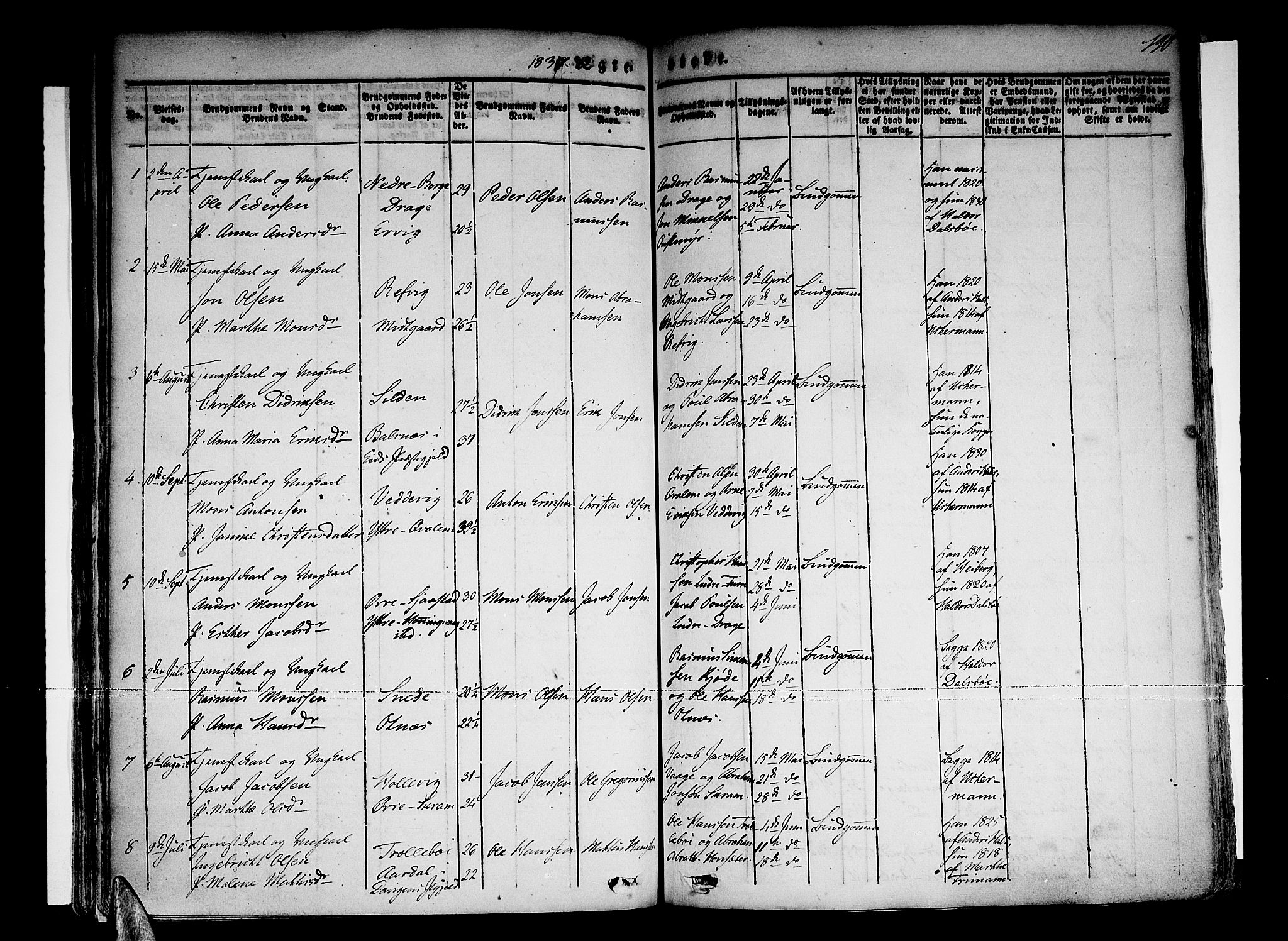 Selje sokneprestembete, SAB/A-99938/H/Ha/Haa/Haaa: Parish register (official) no. A 9, 1829-1844, p. 190