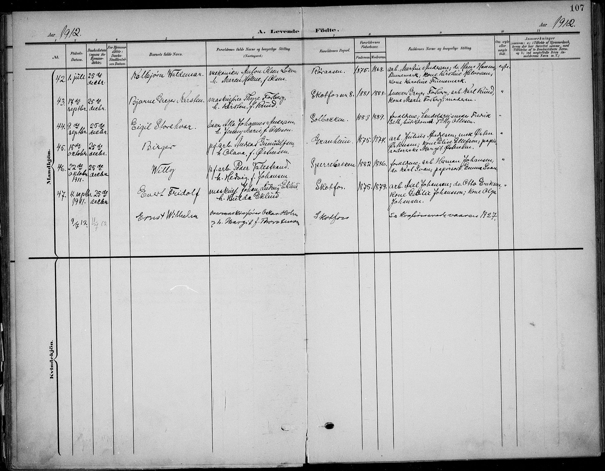 Solum kirkebøker, AV/SAKO-A-306/F/Fb/L0003: Parish register (official) no. II 3, 1901-1912, p. 107