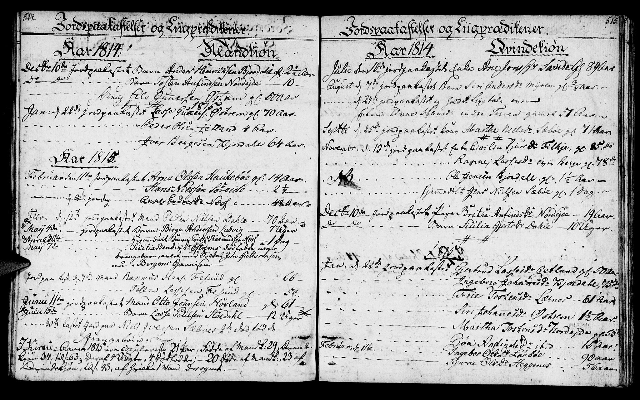 Lavik sokneprestembete, AV/SAB-A-80901: Parish register (official) no. A 1, 1809-1822, p. 514-515