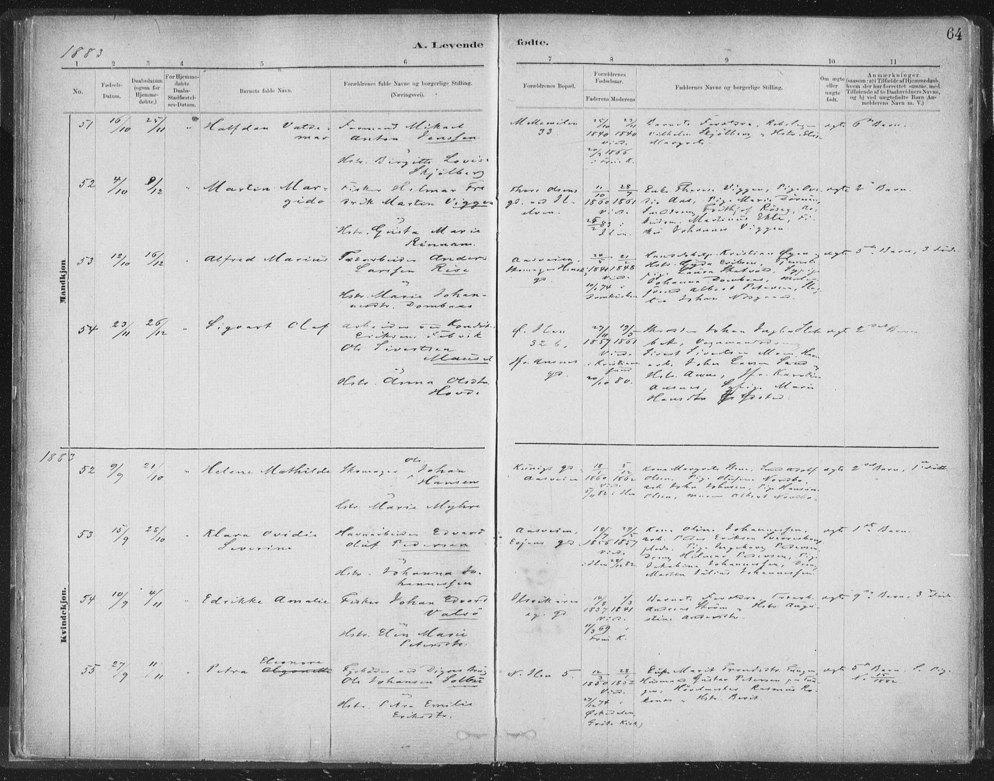 Ministerialprotokoller, klokkerbøker og fødselsregistre - Sør-Trøndelag, SAT/A-1456/603/L0162: Parish register (official) no. 603A01, 1879-1895, p. 64