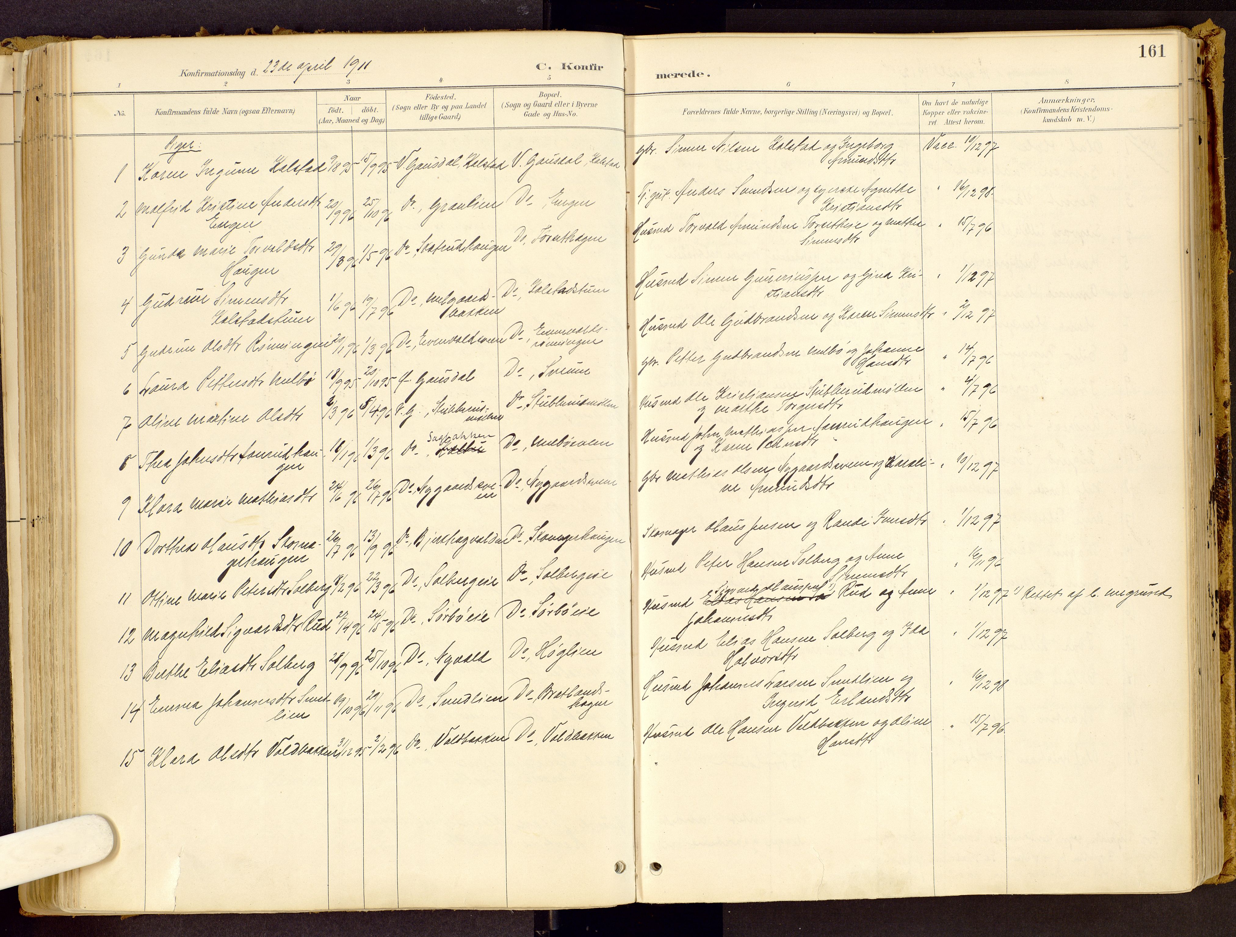 Vestre Gausdal prestekontor, SAH/PREST-094/H/Ha/Haa/L0001: Parish register (official) no. 1, 1887-1914, p. 161