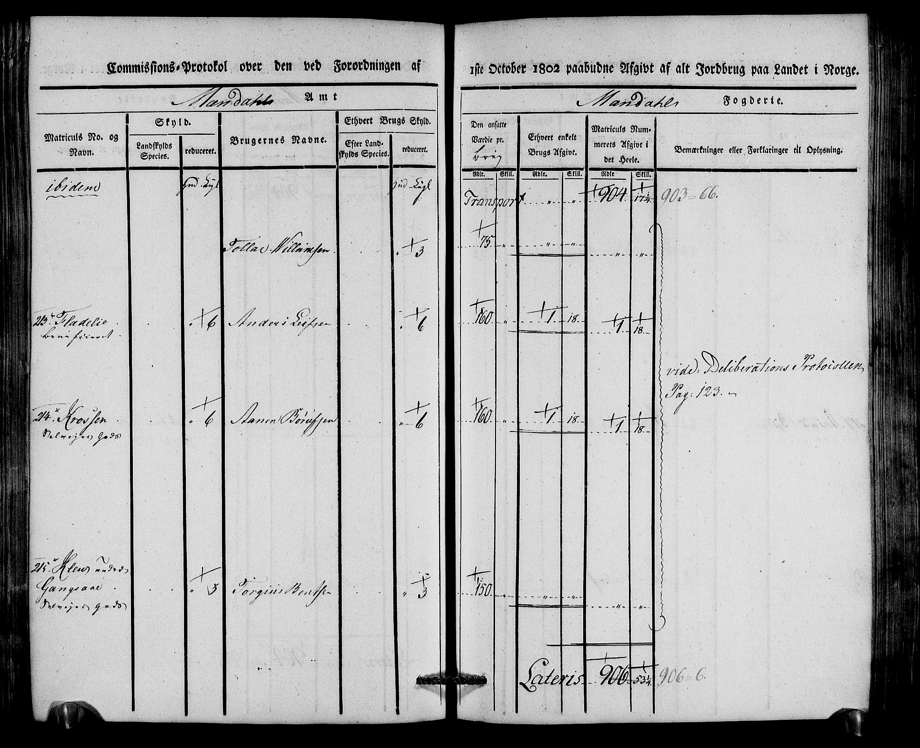 Rentekammeret inntil 1814, Realistisk ordnet avdeling, AV/RA-EA-4070/N/Ne/Nea/L0087: Mandal fogderi. Kommisjonsprotokoll "Nr. 1", for Holum, Halse, Harkmark, Øyslebø, Laudal og Finsland sogn, 1803, p. 203