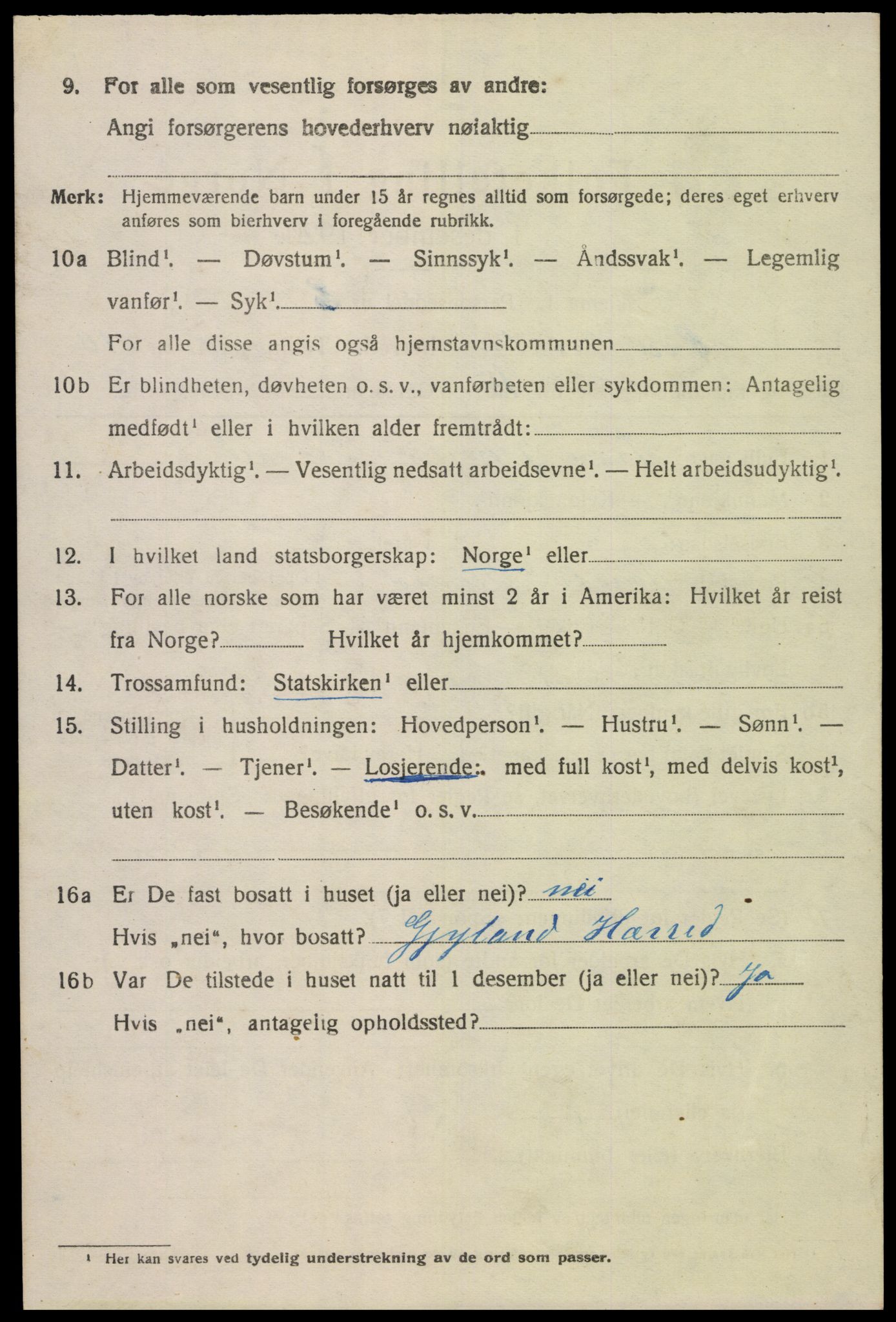 SAK, 1920 census for Øvre Sirdal, 1920, p. 1816