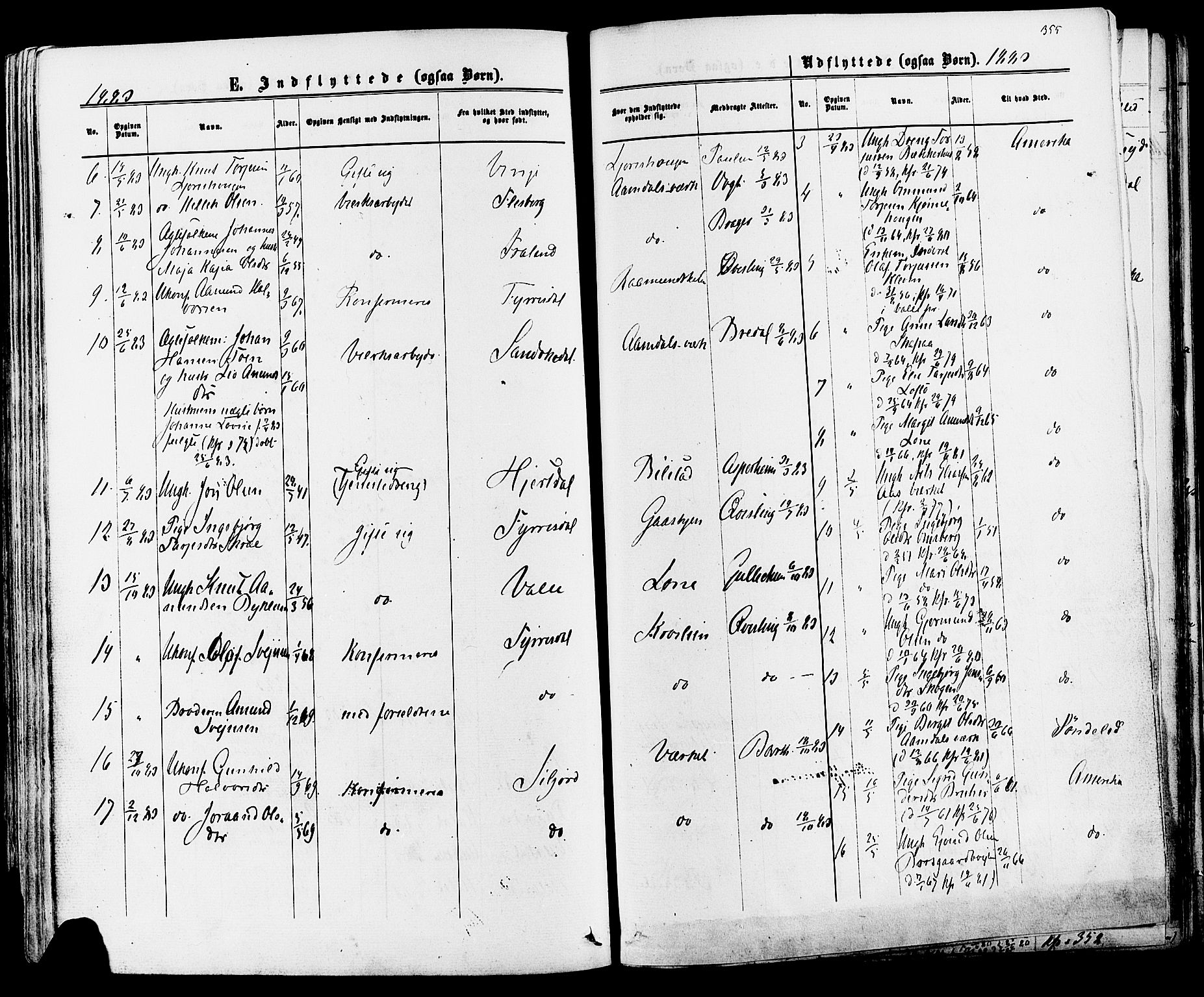 Mo kirkebøker, SAKO/A-286/F/Fa/L0006: Parish register (official) no. I 6, 1865-1885, p. 355