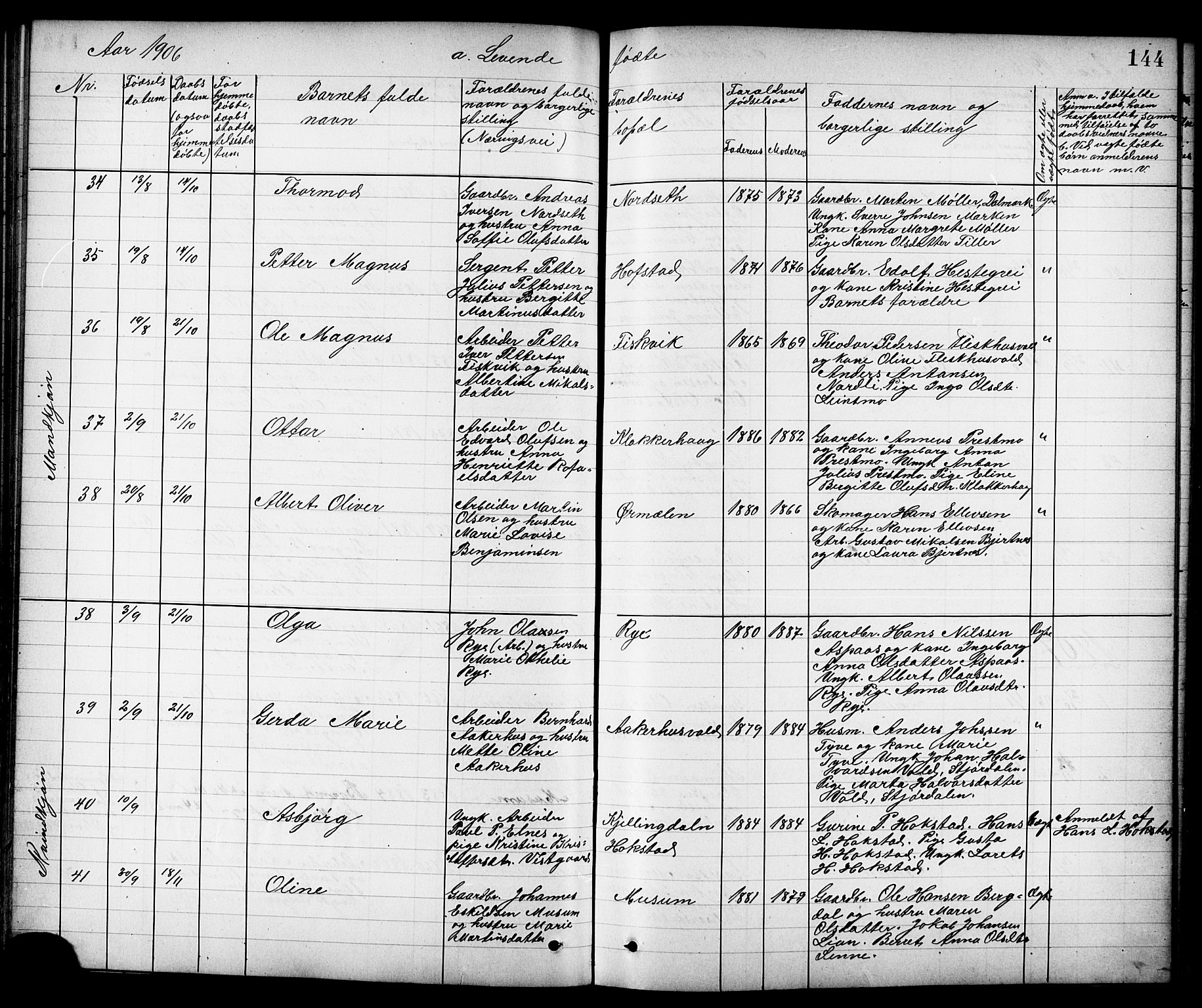 Ministerialprotokoller, klokkerbøker og fødselsregistre - Nord-Trøndelag, SAT/A-1458/723/L0257: Parish register (copy) no. 723C05, 1890-1907, p. 144