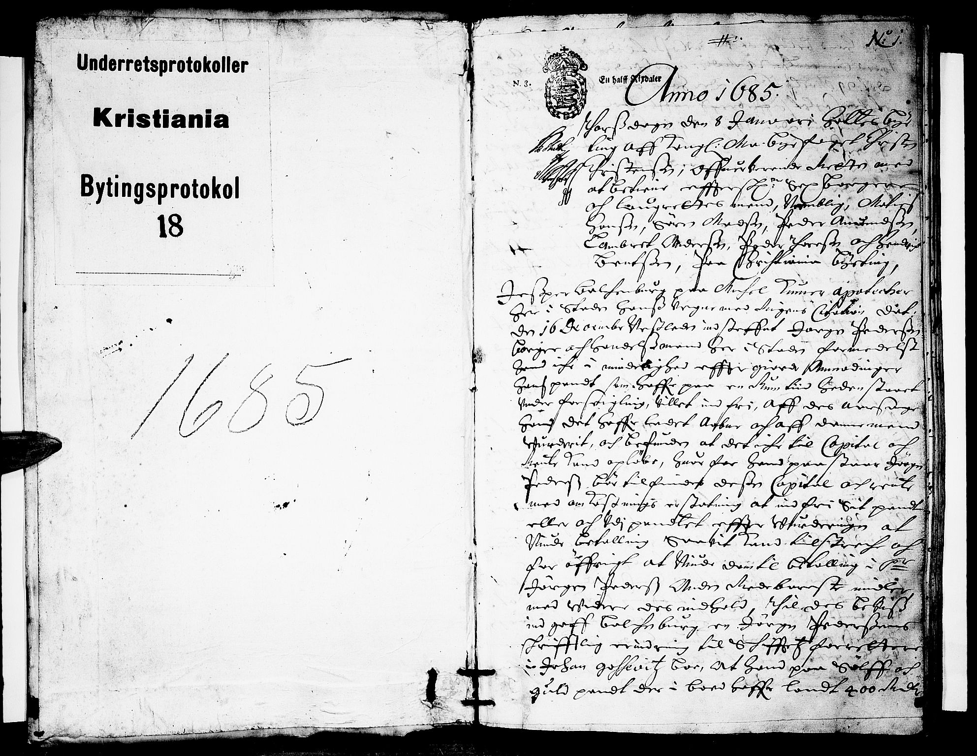 Christiania byfogd, AV/SAO-A-11543/F/Fb/L0018: Tingbok, 1685, p. 0b-1a