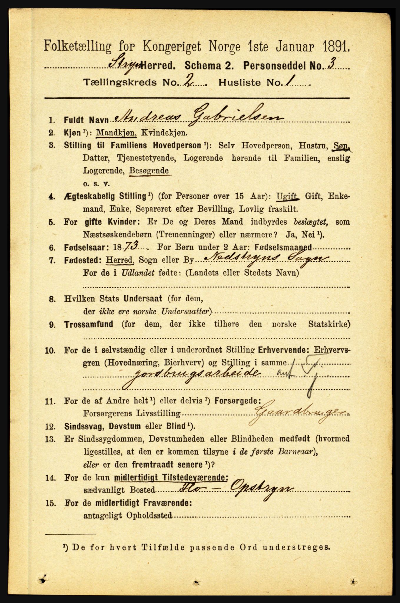 RA, 1891 census for 1448 Stryn, 1891, p. 342