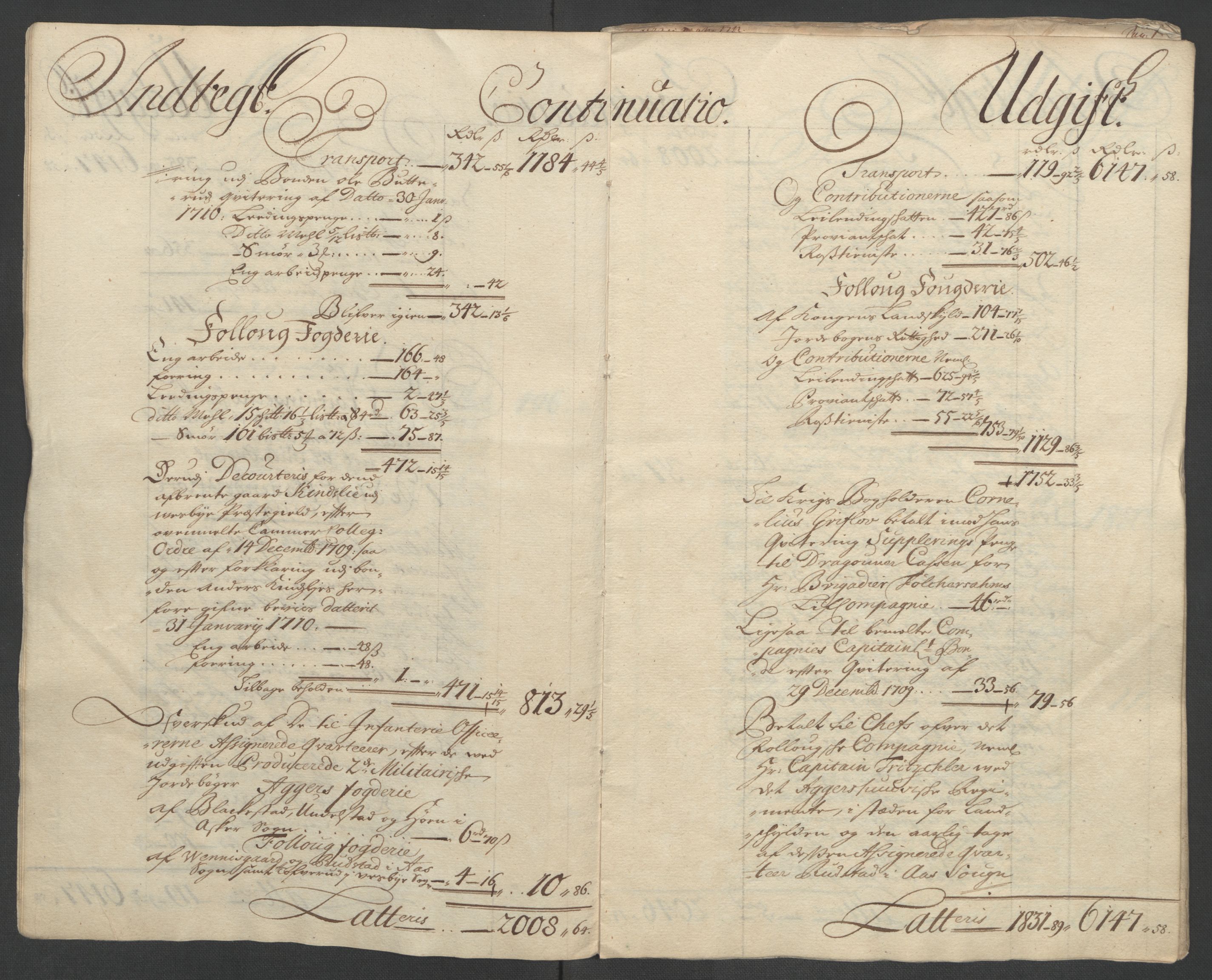 Rentekammeret inntil 1814, Reviderte regnskaper, Fogderegnskap, AV/RA-EA-4092/R10/L0447: Fogderegnskap Aker og Follo, 1707-1709, p. 412