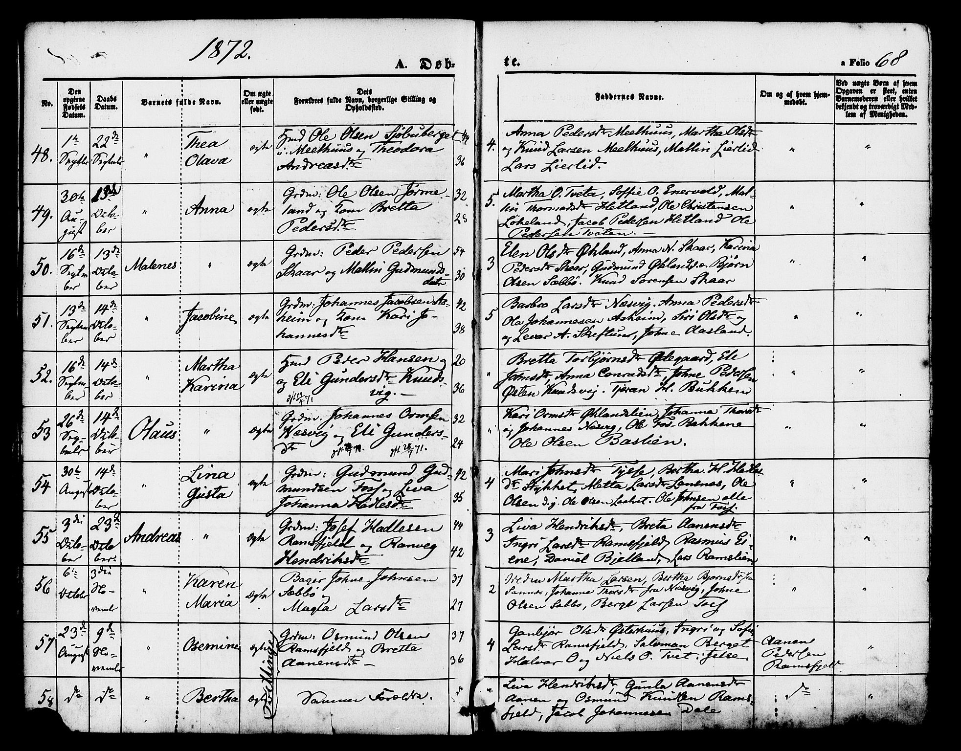 Hjelmeland sokneprestkontor, AV/SAST-A-101843/01/IV/L0011: Parish register (official) no. A 11, 1861-1878, p. 68