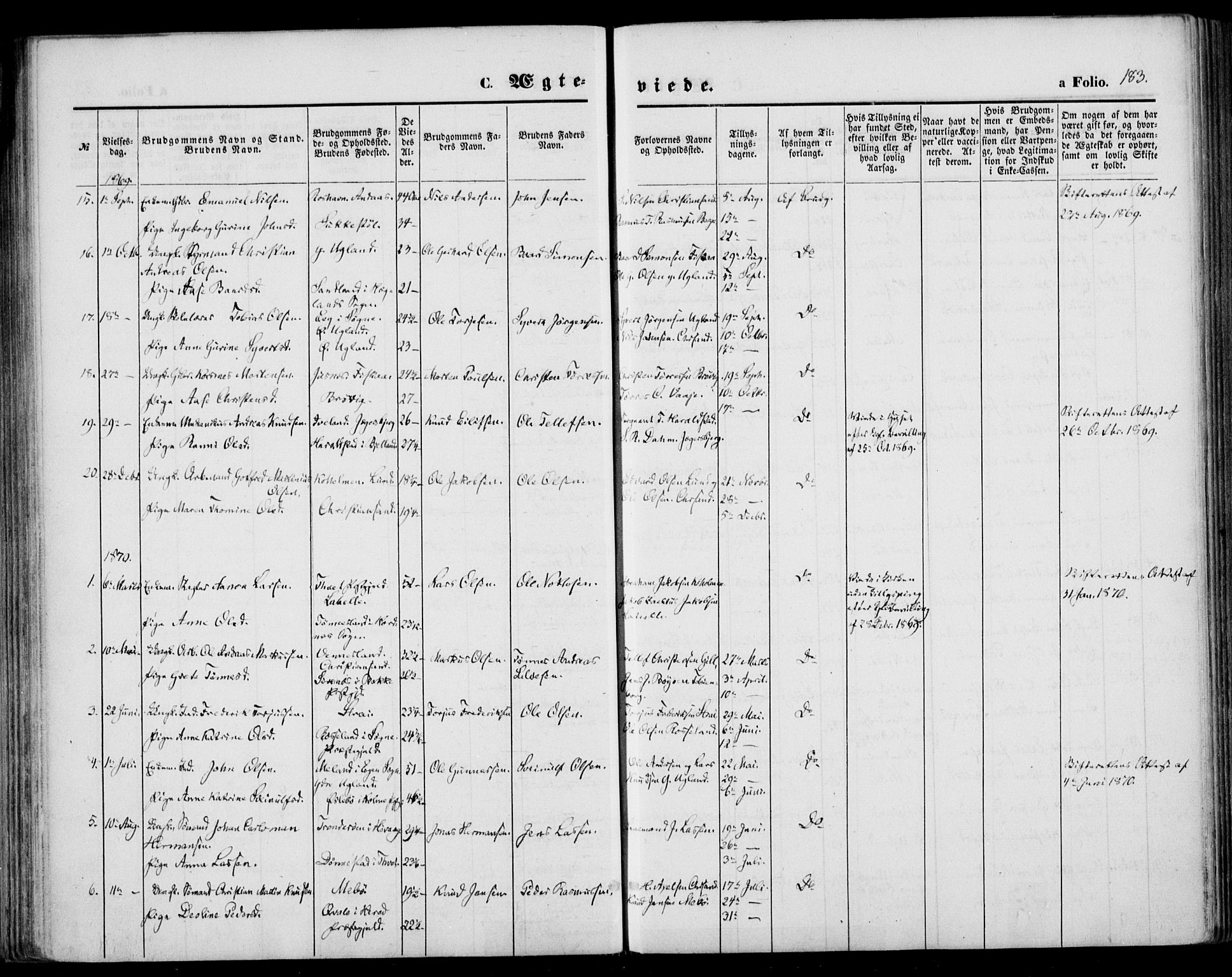 Oddernes sokneprestkontor, AV/SAK-1111-0033/F/Fa/Faa/L0008: Parish register (official) no. A 8, 1864-1880, p. 183