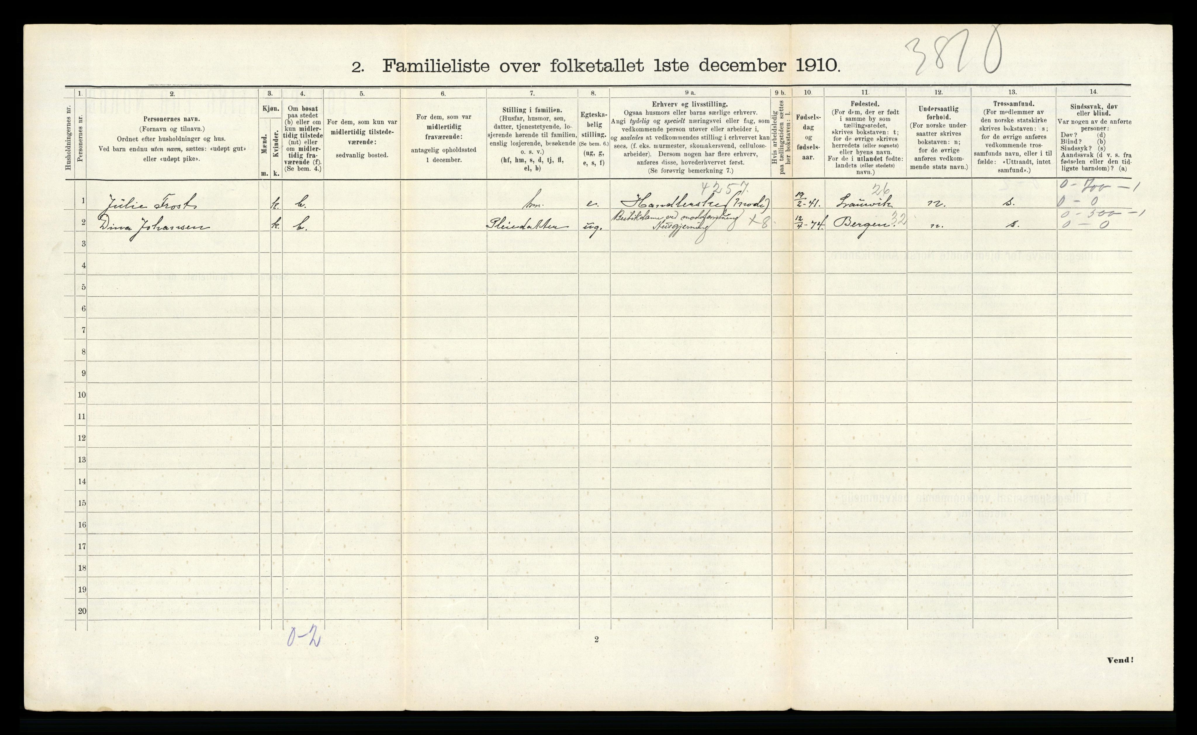 RA, 1910 census for Namsos, 1910, p. 1013