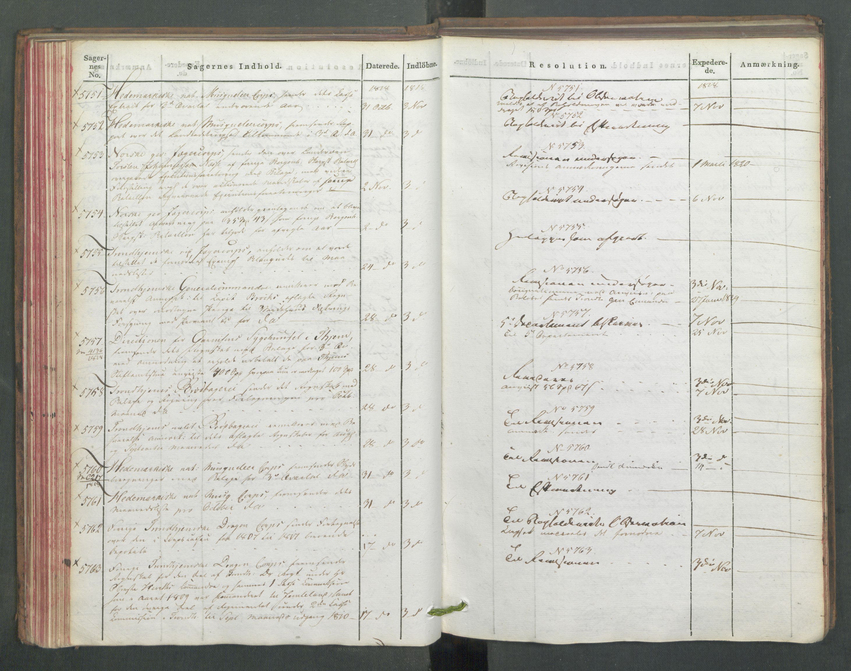 Armédepartementet, AV/RA-RAFA-3493/C/Ca/L0016: 6. Departements Journal, 1818