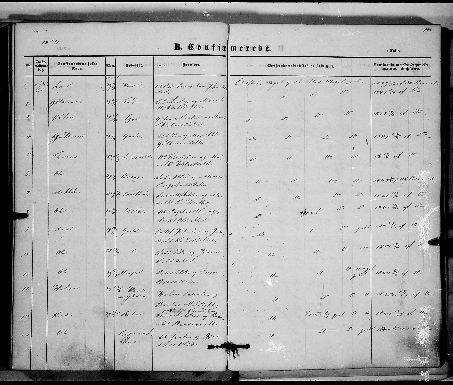 Vestre Slidre prestekontor, AV/SAH-PREST-136/H/Ha/Haa/L0001: Parish register (official) no. 1, 1844-1855, p. 146