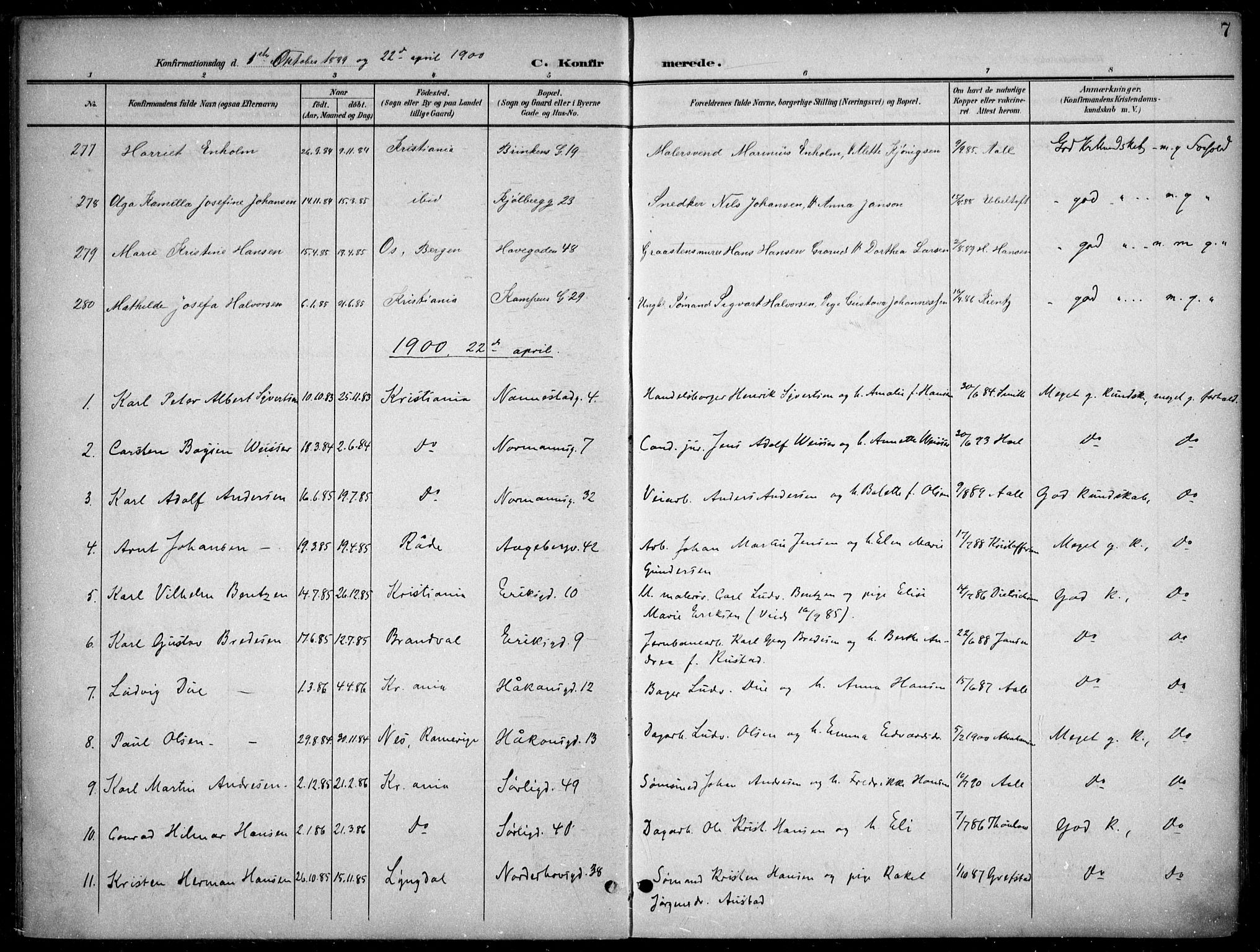 Kampen prestekontor Kirkebøker, SAO/A-10853/F/Fa/L0009: Parish register (official) no. I 9, 1899-1911, p. 7