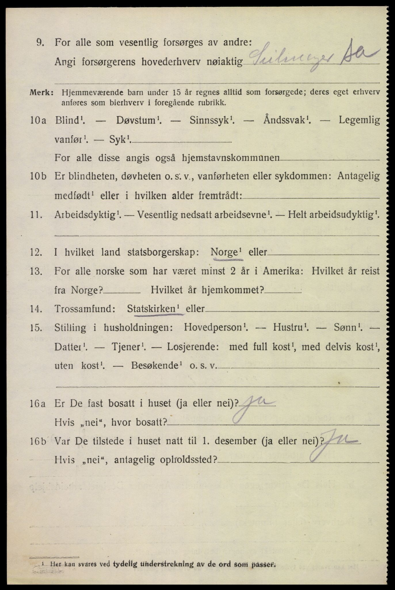 SAK, 1920 census for Oddernes, 1920, p. 10364