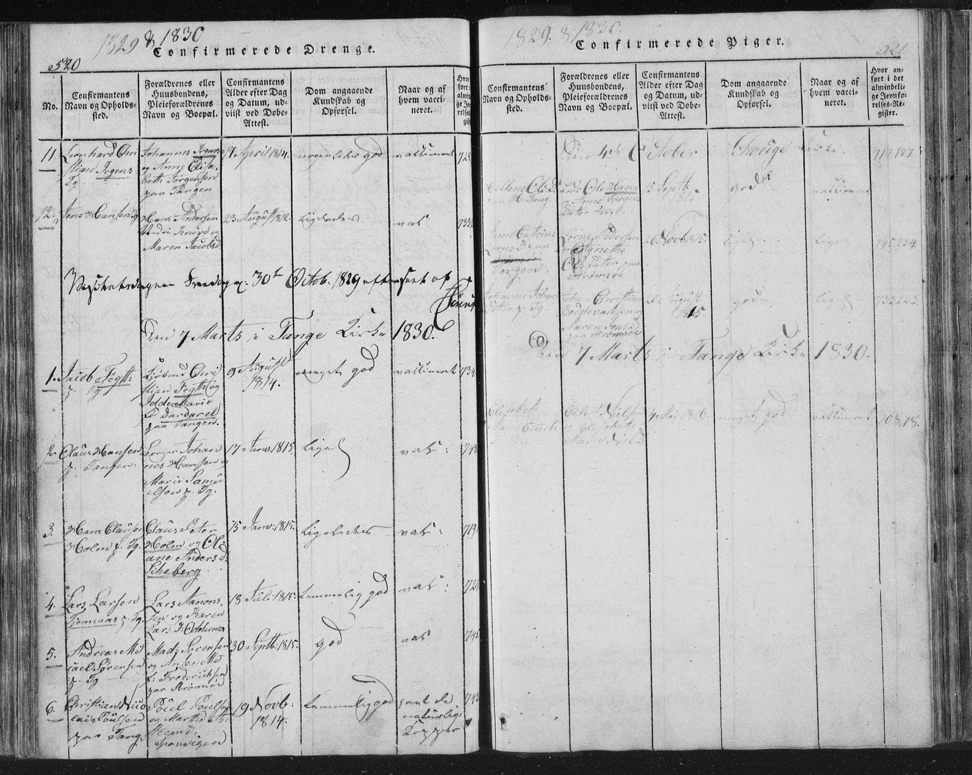 Strømsø kirkebøker, SAKO/A-246/F/Fb/L0004: Parish register (official) no. II 4, 1814-1843, p. 520-521