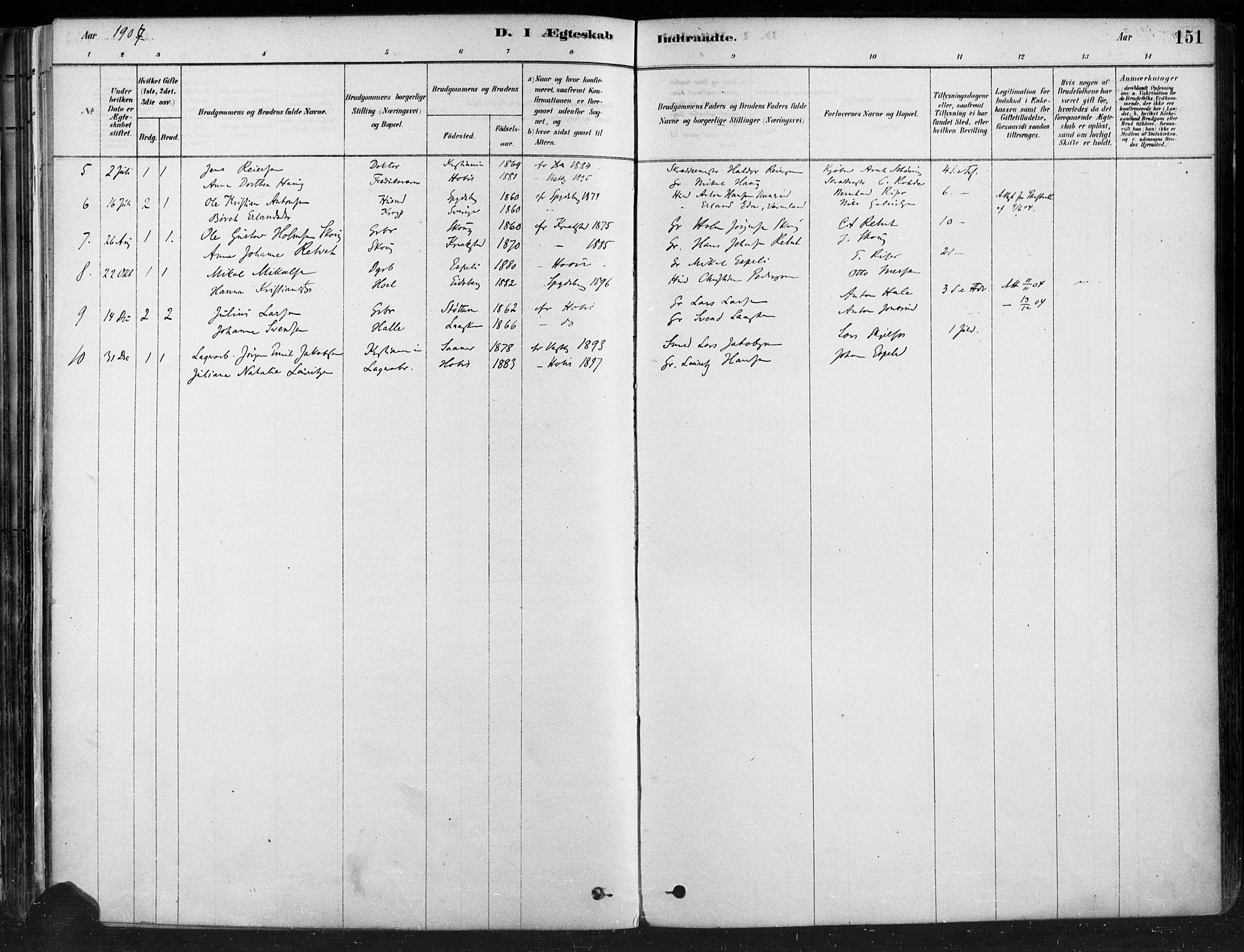 Hobøl prestekontor Kirkebøker, SAO/A-2002/F/Fa/L0005: Parish register (official) no. I 5, 1878-1904, p. 151