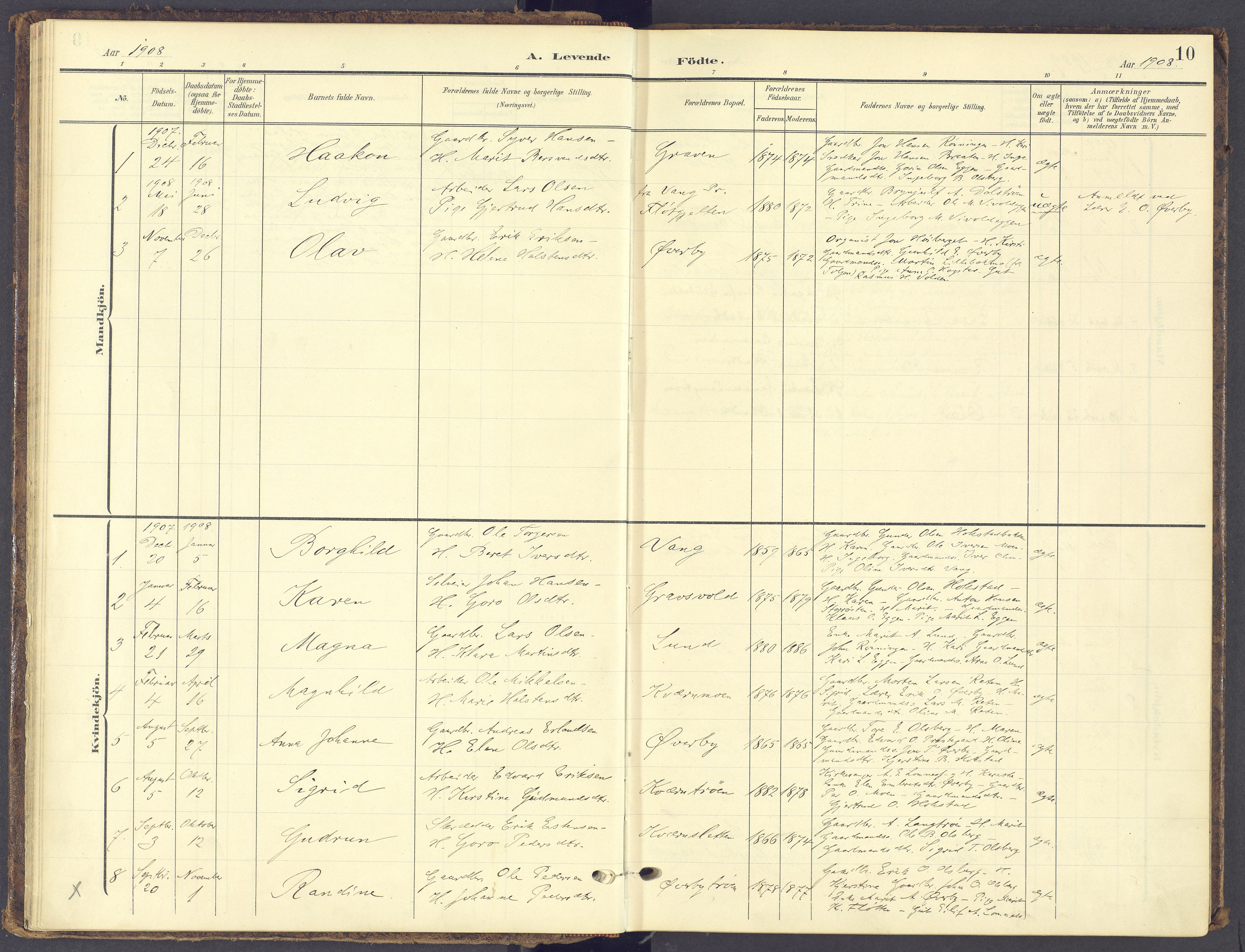 Tynset prestekontor, SAH/PREST-058/H/Ha/Haa/L0028: Parish register (official) no. 28, 1902-1929, p. 10