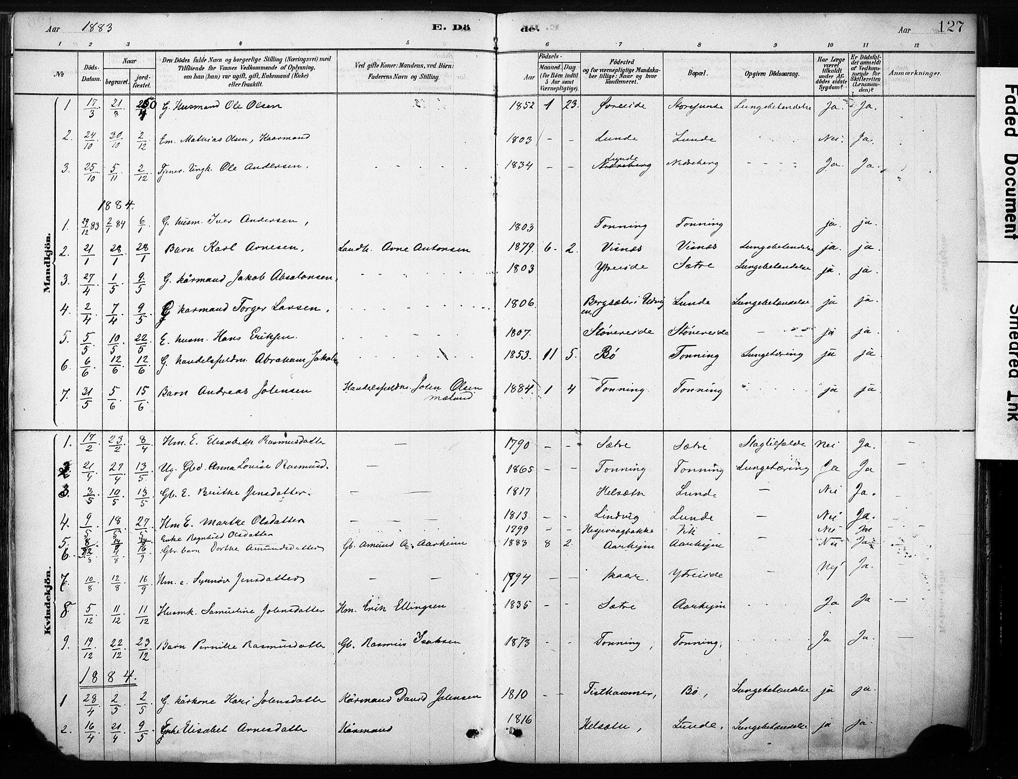 Stryn Sokneprestembete, AV/SAB-A-82501: Parish register (official) no. B 1, 1878-1907, p. 127