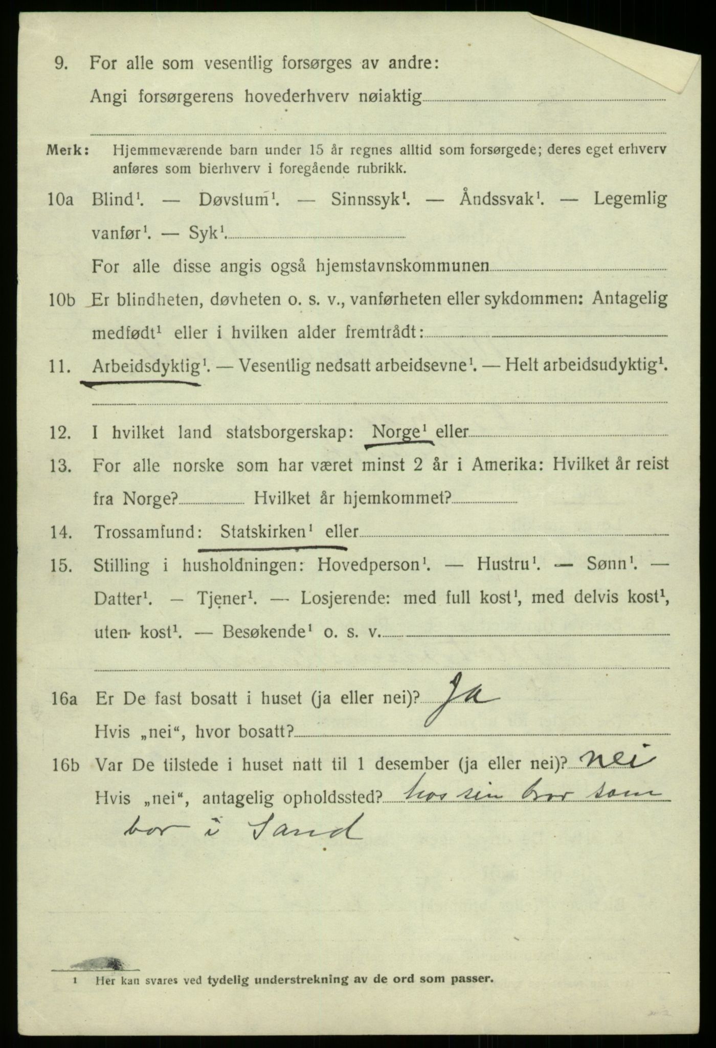 SAB, 1920 census for Bruvik, 1920, p. 9525