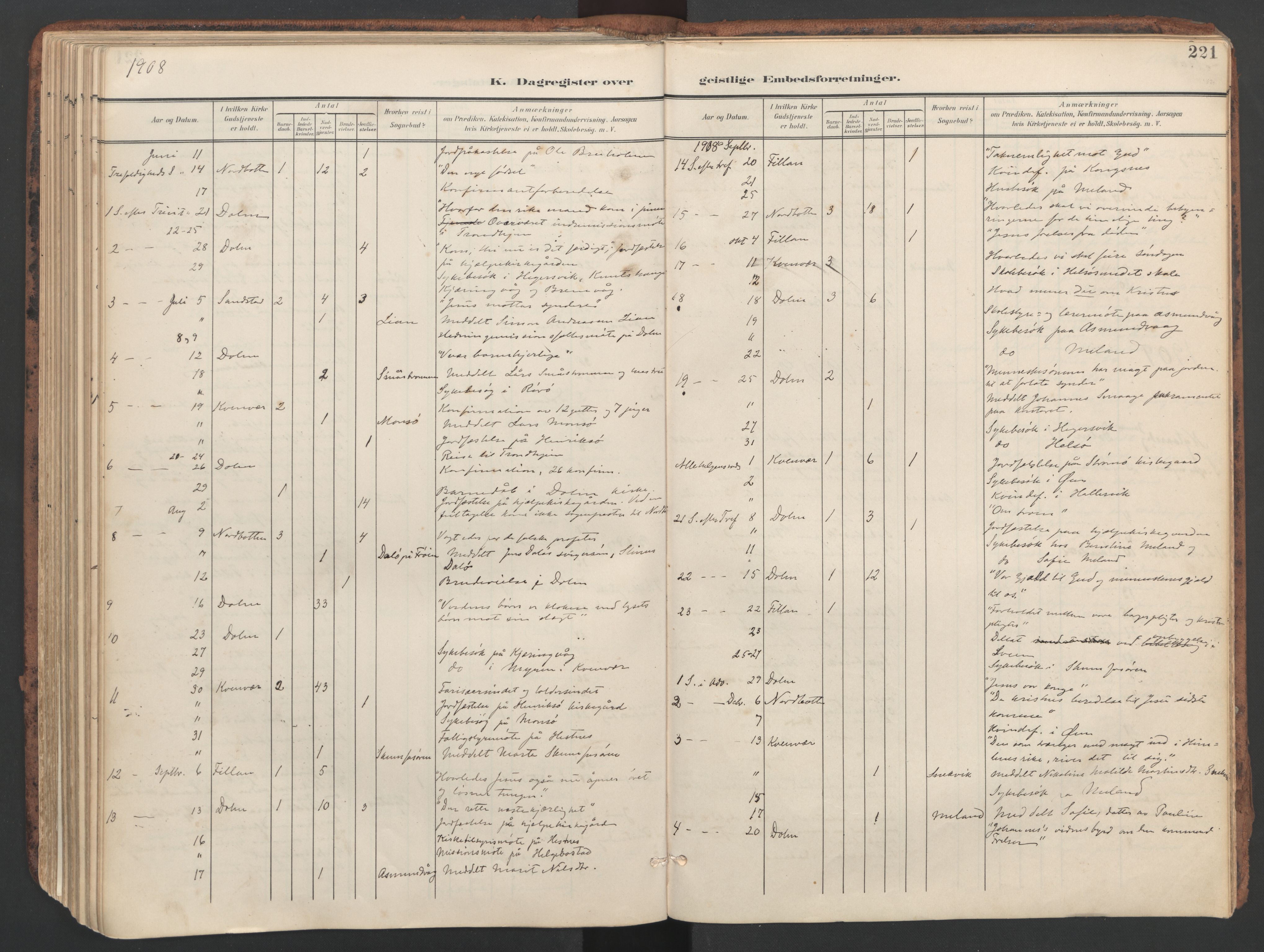 Ministerialprotokoller, klokkerbøker og fødselsregistre - Sør-Trøndelag, SAT/A-1456/634/L0537: Parish register (official) no. 634A13, 1896-1922, p. 221