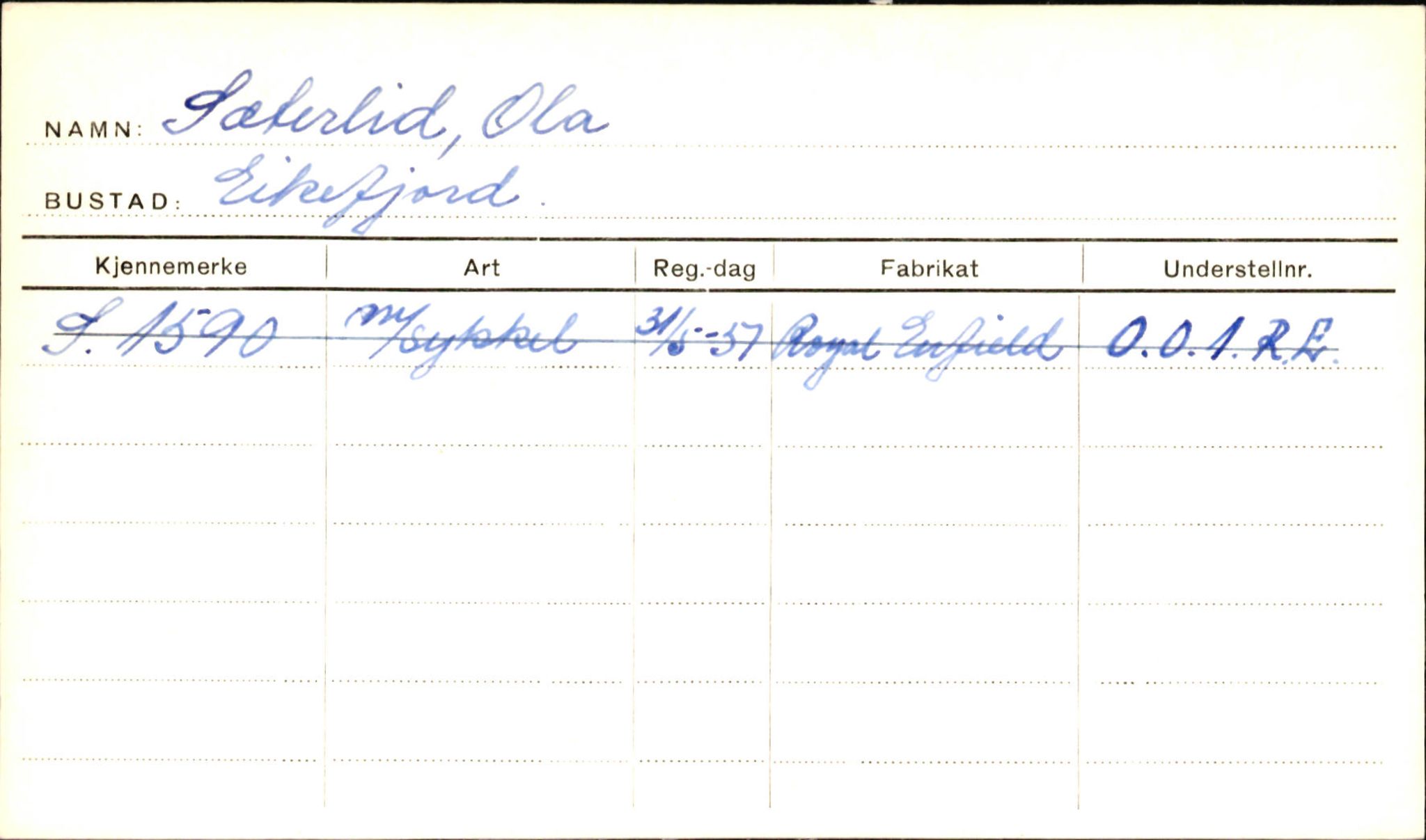 Statens vegvesen, Sogn og Fjordane vegkontor, AV/SAB-A-5301/4/F/L0002: Eigarregister Fjordane til 1.6.1961, 1930-1961, p. 20