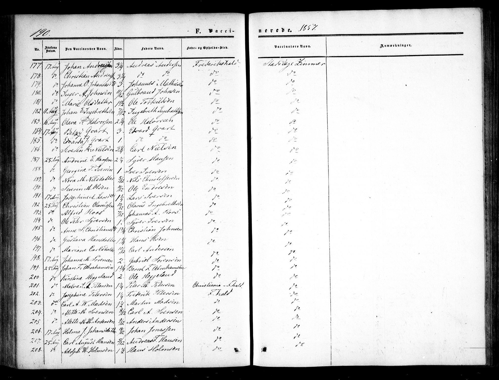 Halden prestekontor Kirkebøker, AV/SAO-A-10909/F/Fa/L0008: Parish register (official) no. I 8, 1857-1865, p. 190