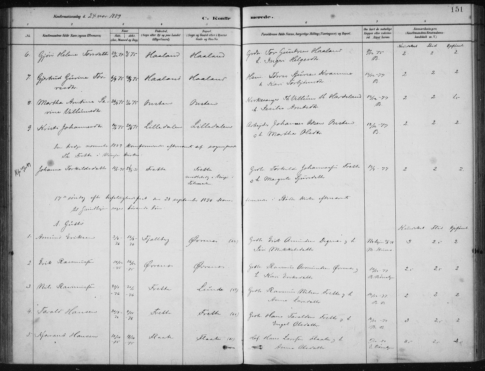 Etne sokneprestembete, SAB/A-75001/H/Haa: Parish register (official) no. D  1, 1879-1919, p. 151