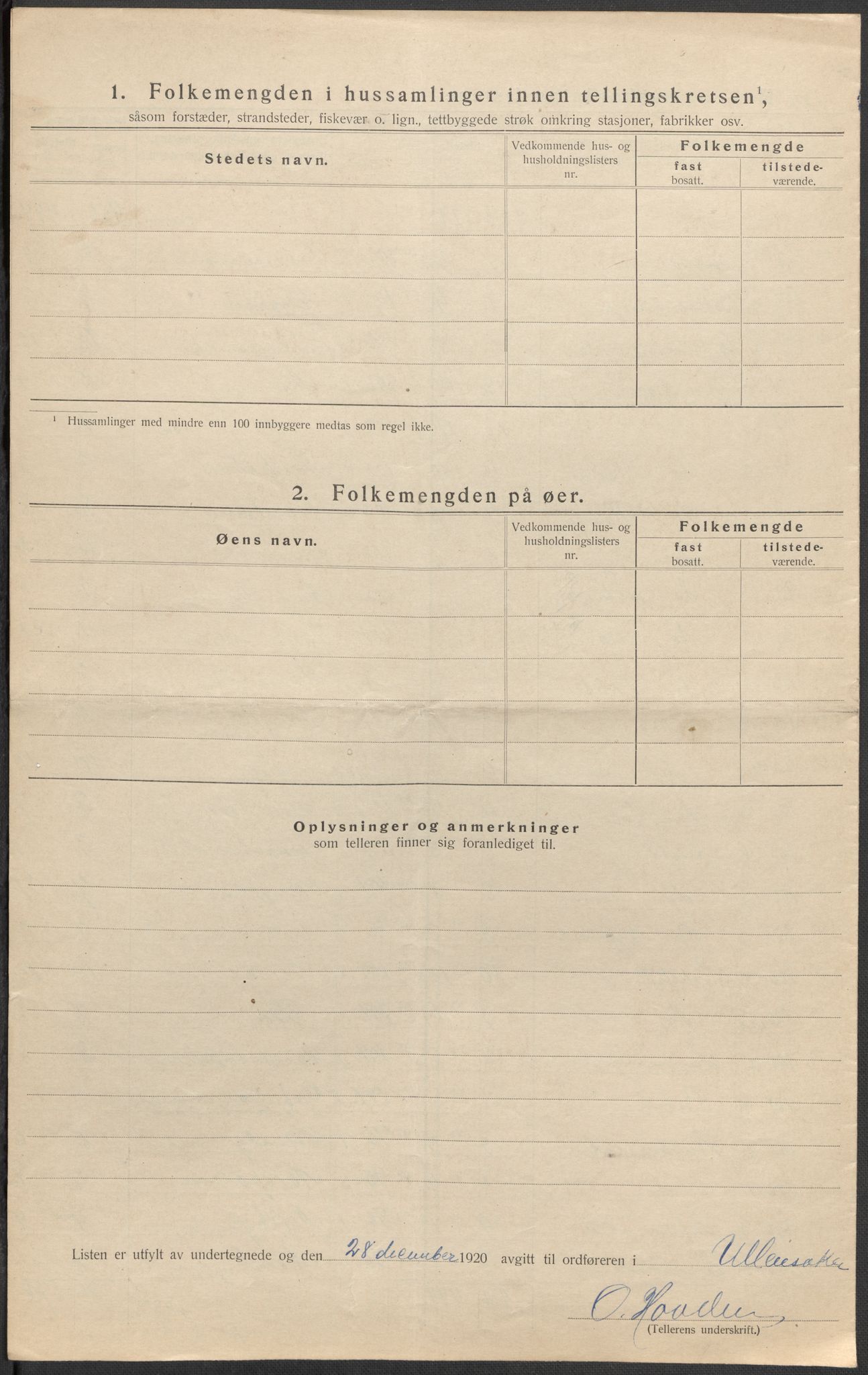 SAO, 1920 census for Ullensaker, 1920, p. 33