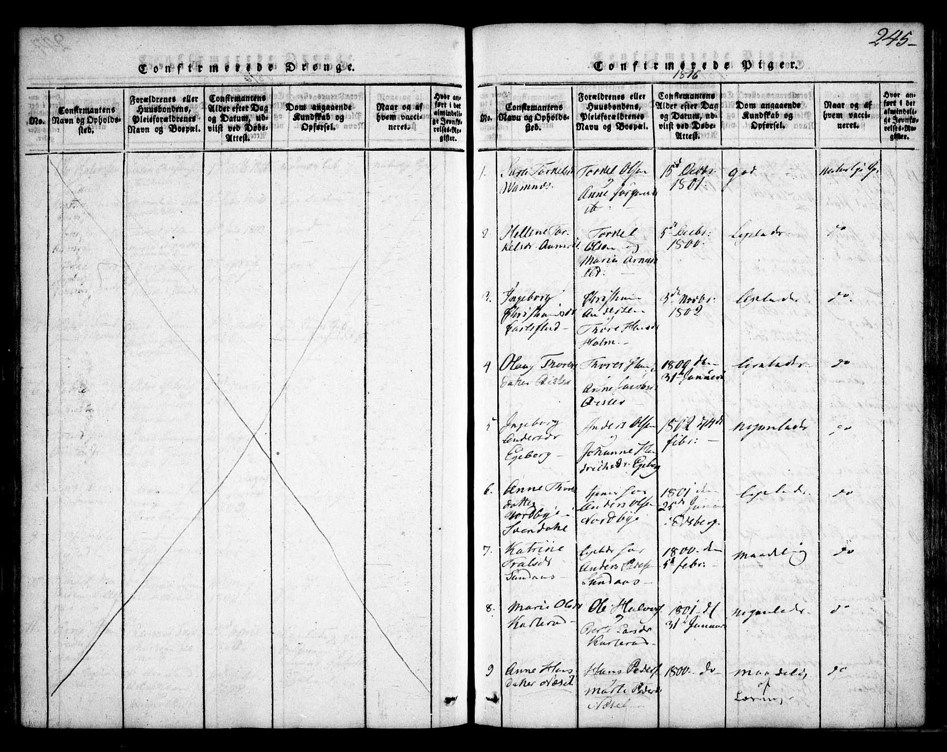 Skiptvet prestekontor Kirkebøker, AV/SAO-A-20009/F/Fa/L0005: Parish register (official) no. 5, 1814-1838, p. 245