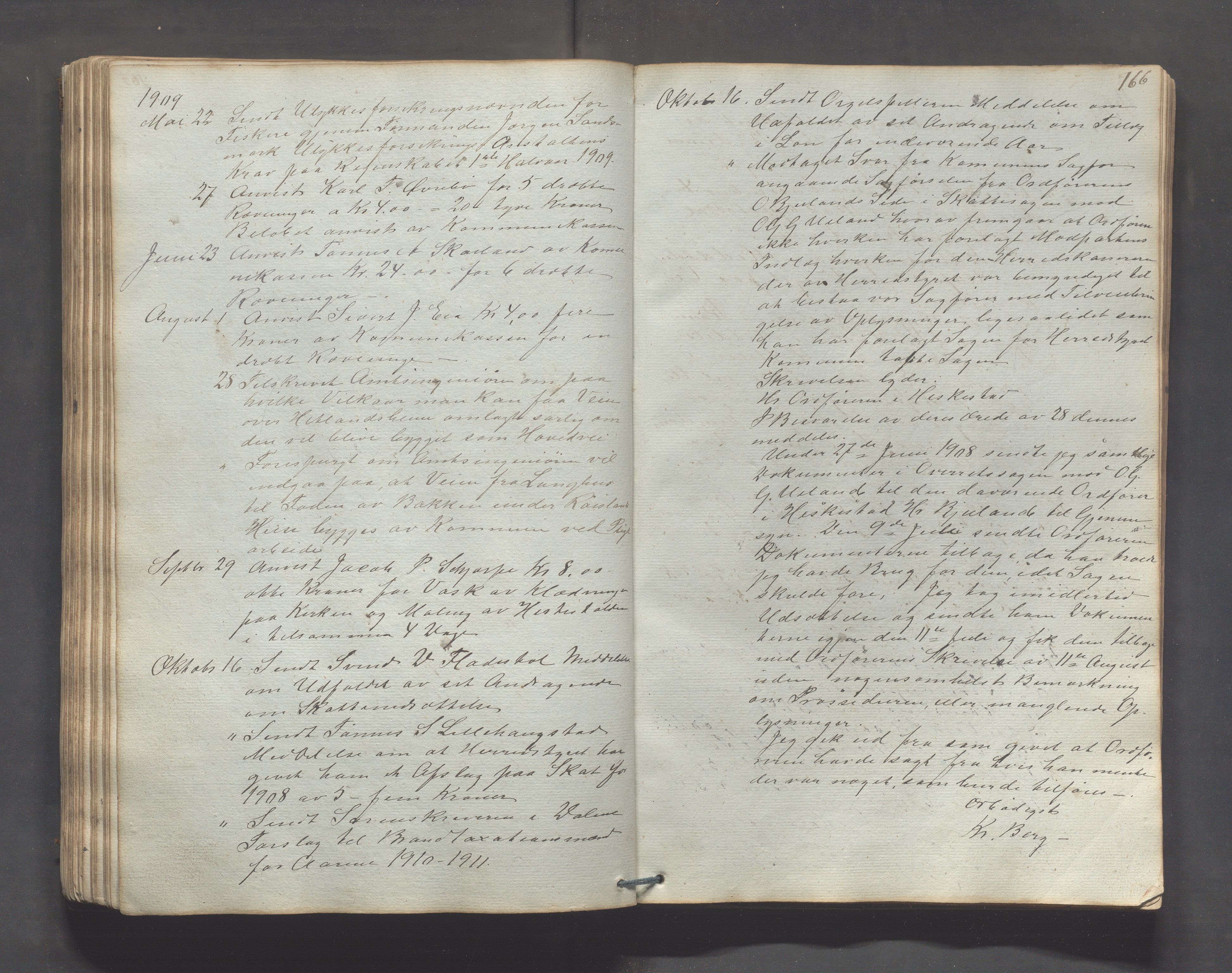 Heskestad kommune - Formannskapet, IKAR/K-101732/C/L0001: Journal (Og kopibok), 1837-1913, p. 166