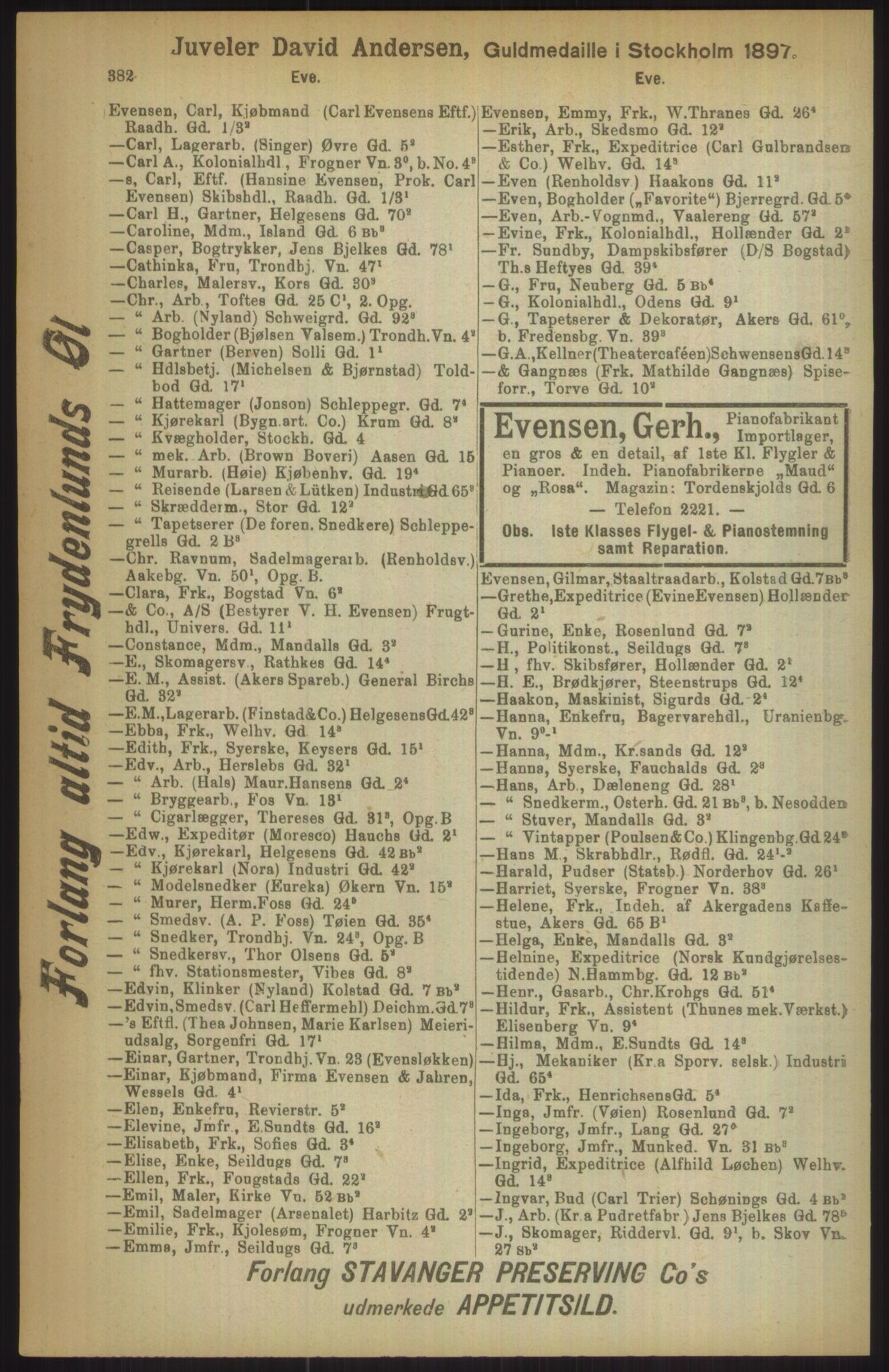 Kristiania/Oslo adressebok, PUBL/-, 1911, p. 382
