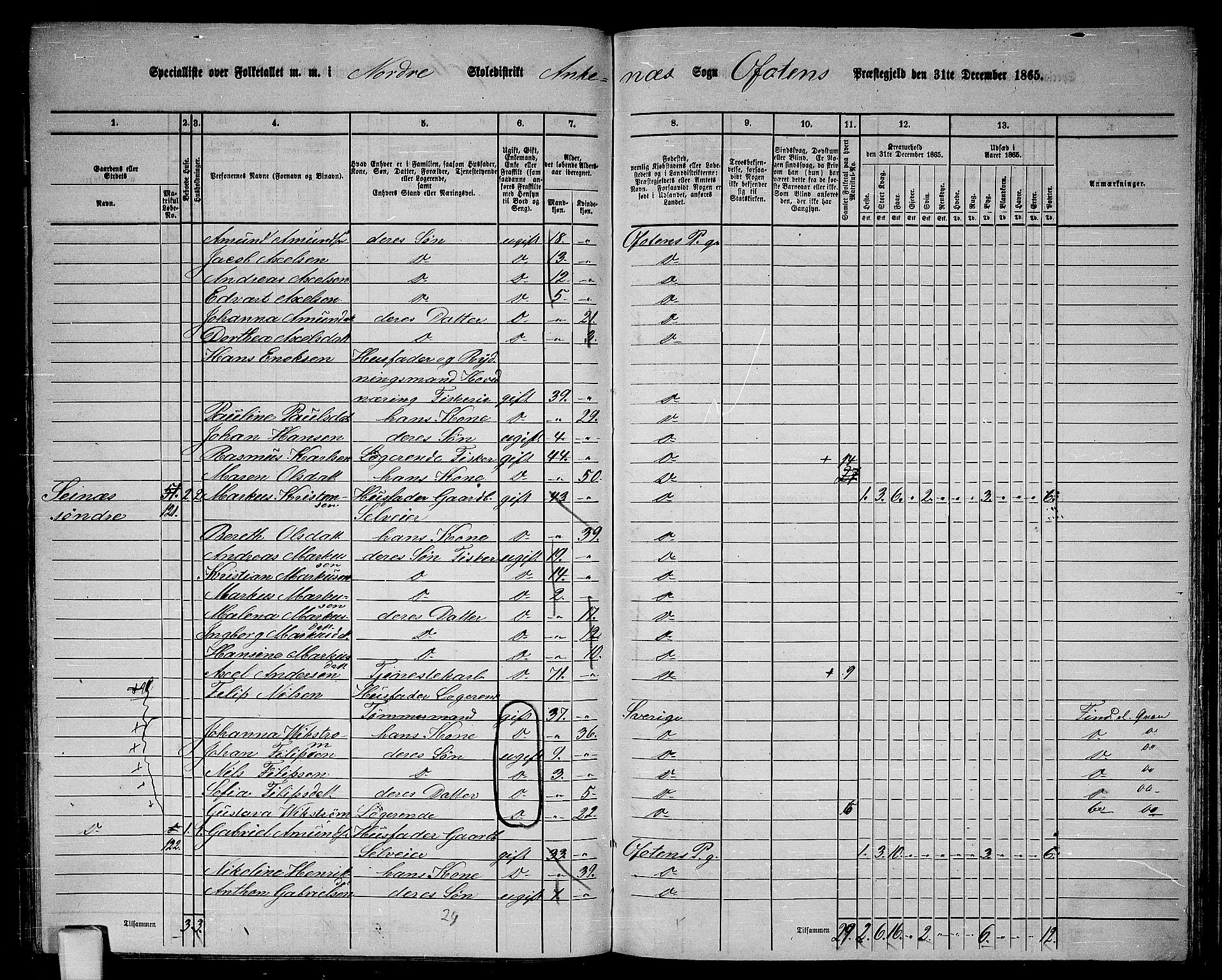 RA, 1865 census for Ofoten, 1865, p. 119