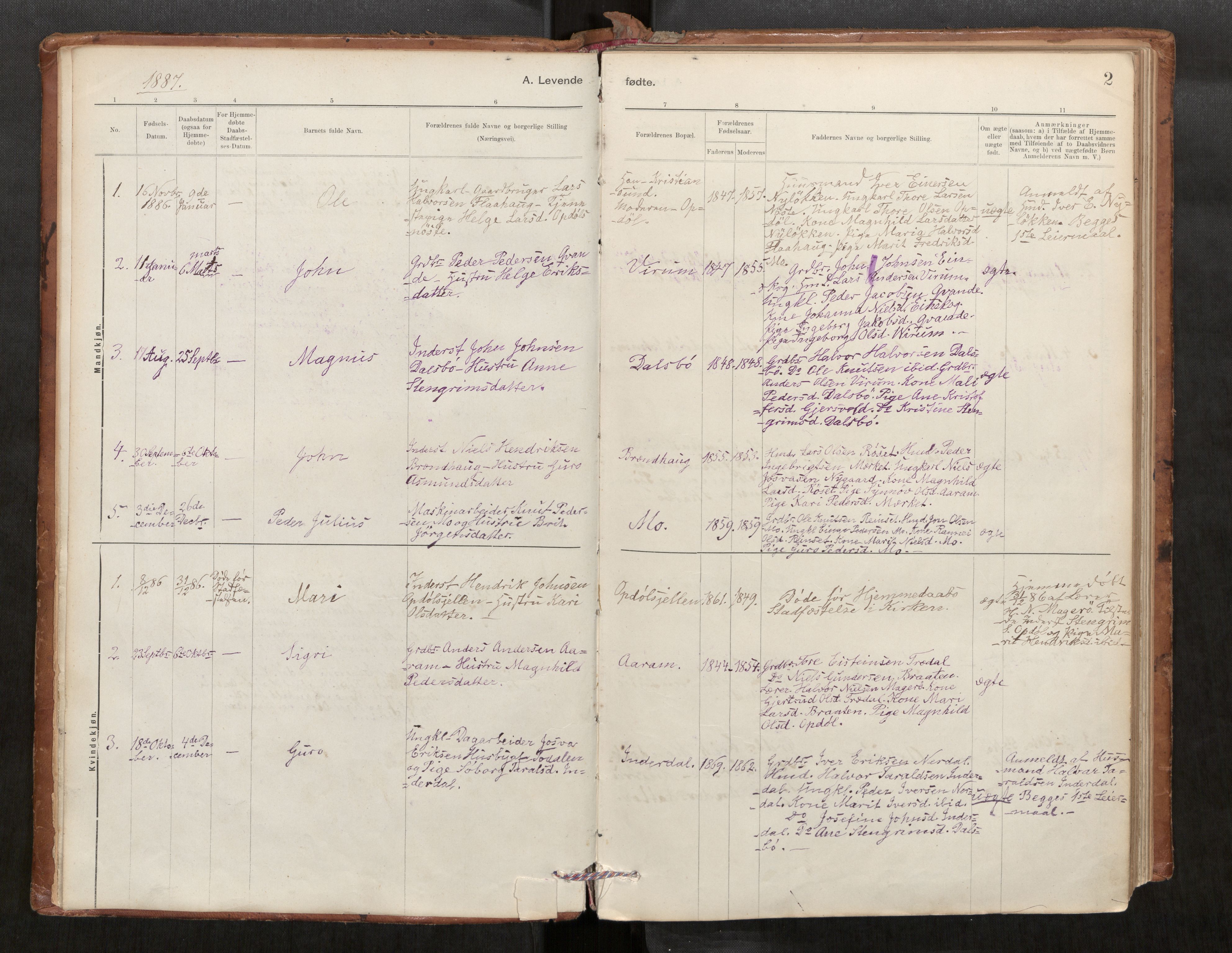 Parish register (official) no. 1, 1886-1908, p. 2