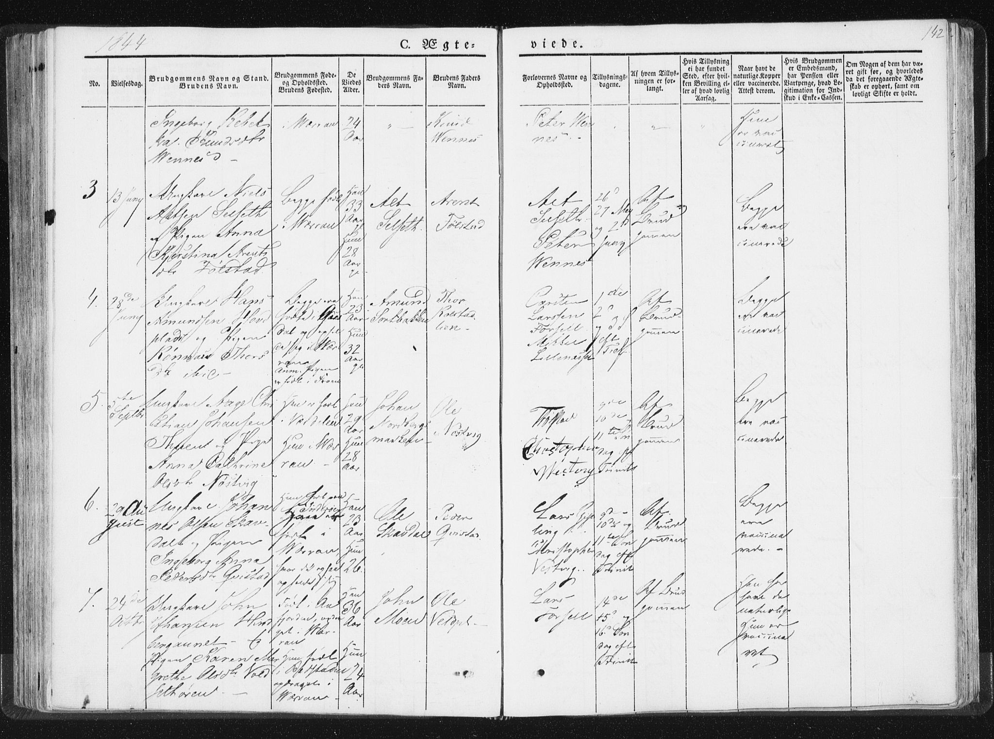 Ministerialprotokoller, klokkerbøker og fødselsregistre - Nord-Trøndelag, SAT/A-1458/744/L0418: Parish register (official) no. 744A02, 1843-1866, p. 142