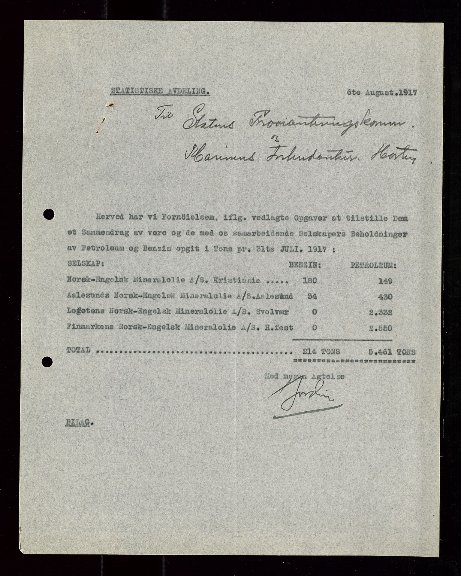 Pa 1521 - A/S Norske Shell, AV/SAST-A-101915/E/Ea/Eaa/L0020: Sjefskorrespondanse, 1917, p. 46