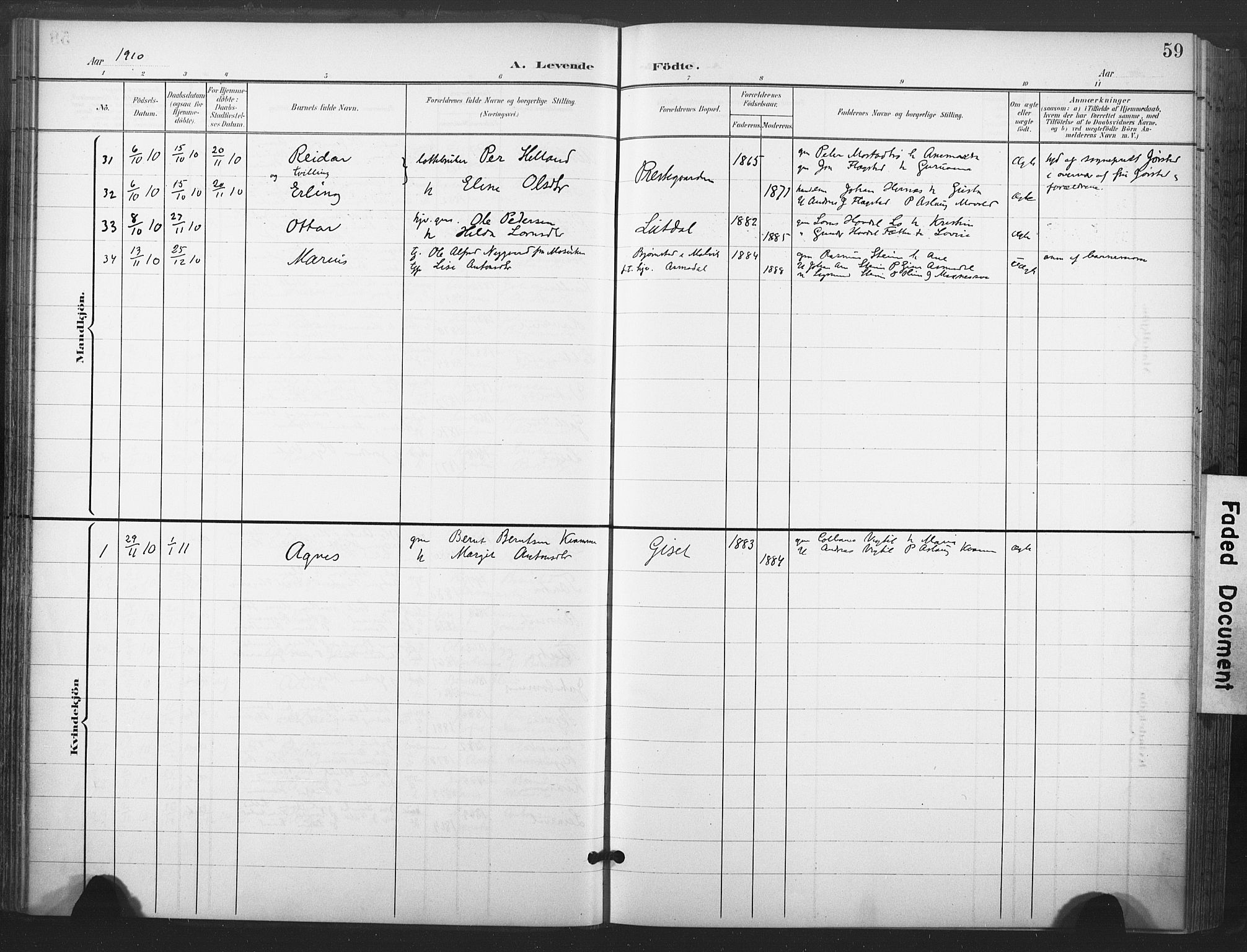 Ministerialprotokoller, klokkerbøker og fødselsregistre - Nord-Trøndelag, AV/SAT-A-1458/713/L0122: Parish register (official) no. 713A11, 1899-1910, p. 59