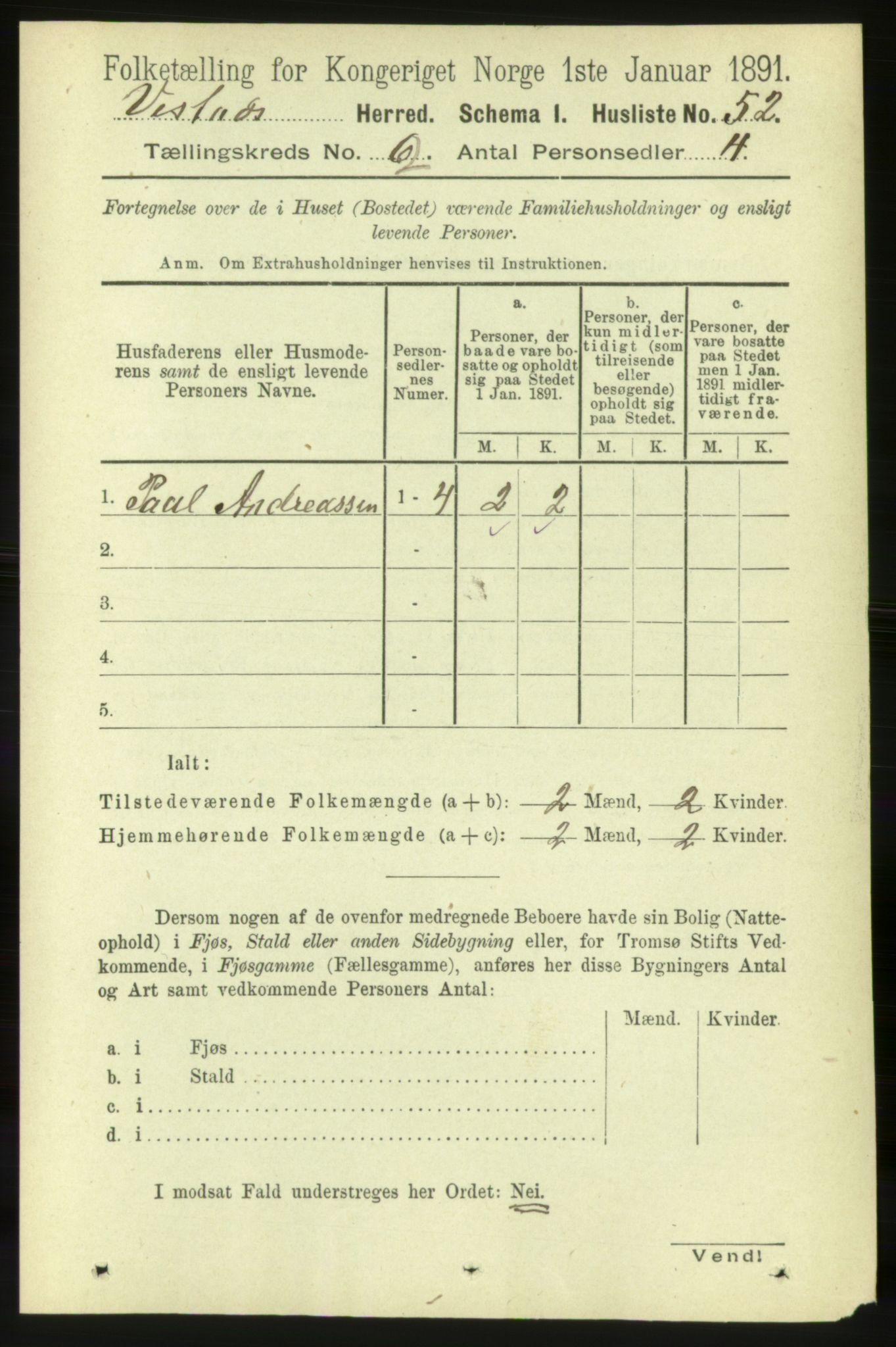 RA, 1891 census for 1535 Vestnes, 1891, p. 365