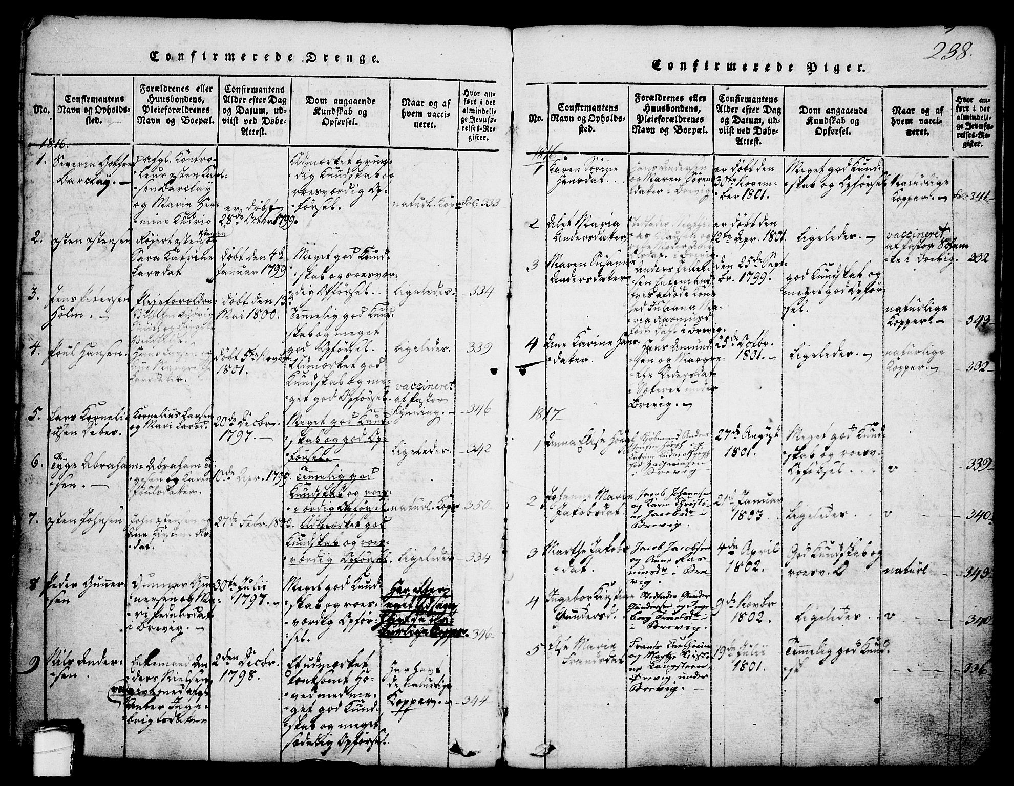 Brevik kirkebøker, SAKO/A-255/G/Ga/L0001: Parish register (copy) no. 1, 1814-1845, p. 238