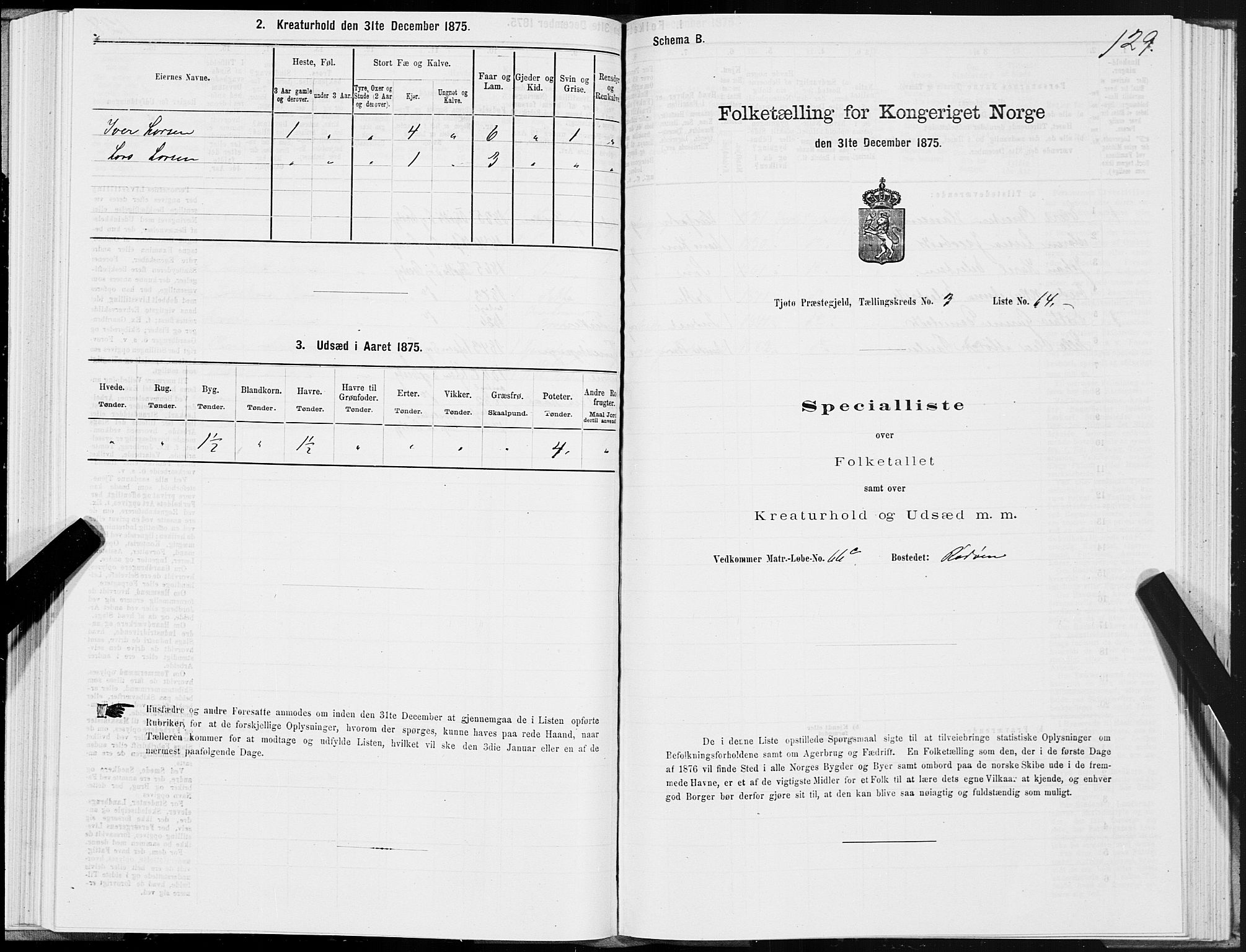 SAT, 1875 census for 1817P Tjøtta, 1875, p. 2129