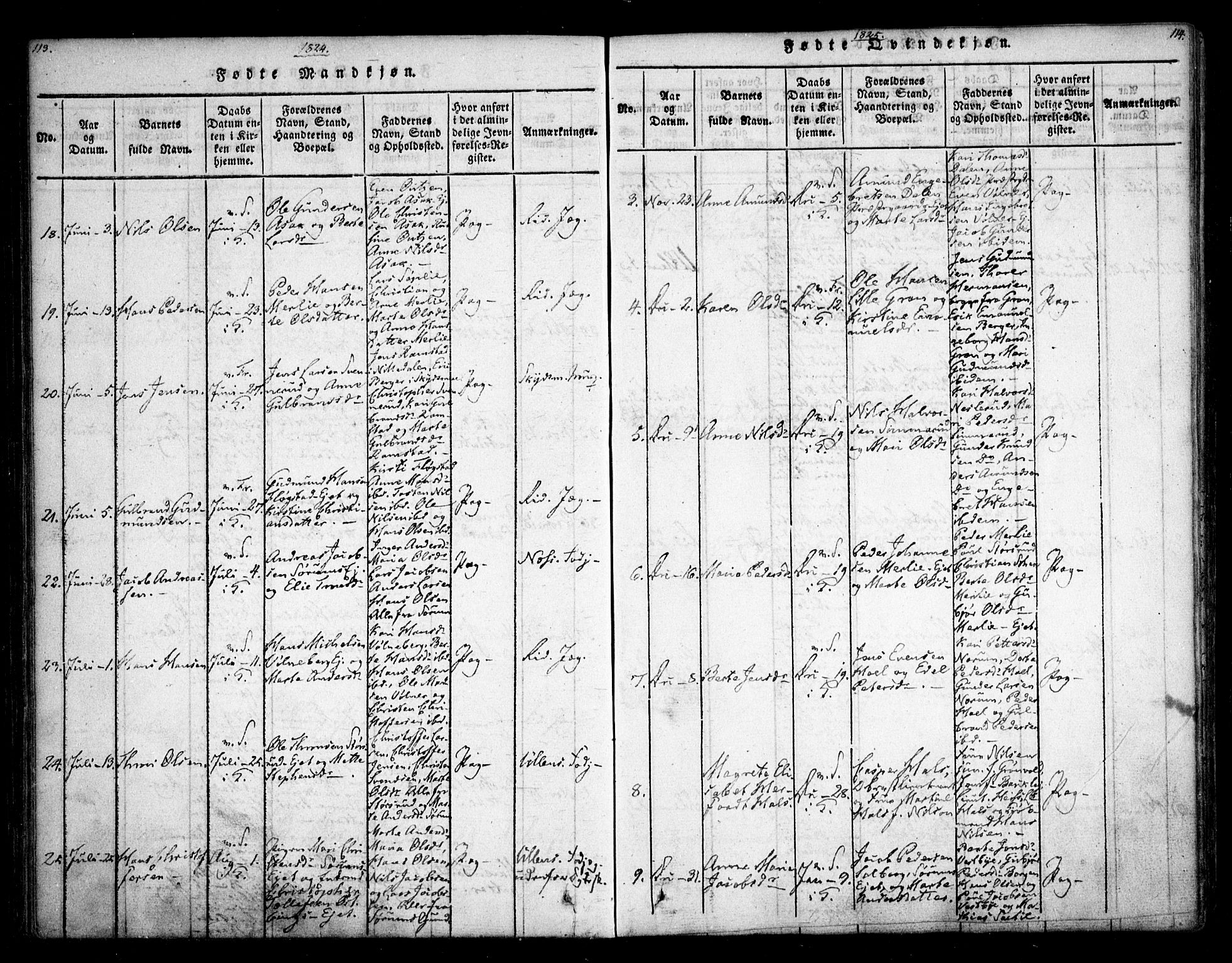 Sørum prestekontor Kirkebøker, AV/SAO-A-10303/F/Fa/L0003: Parish register (official) no. I 3, 1814-1829, p. 113-114