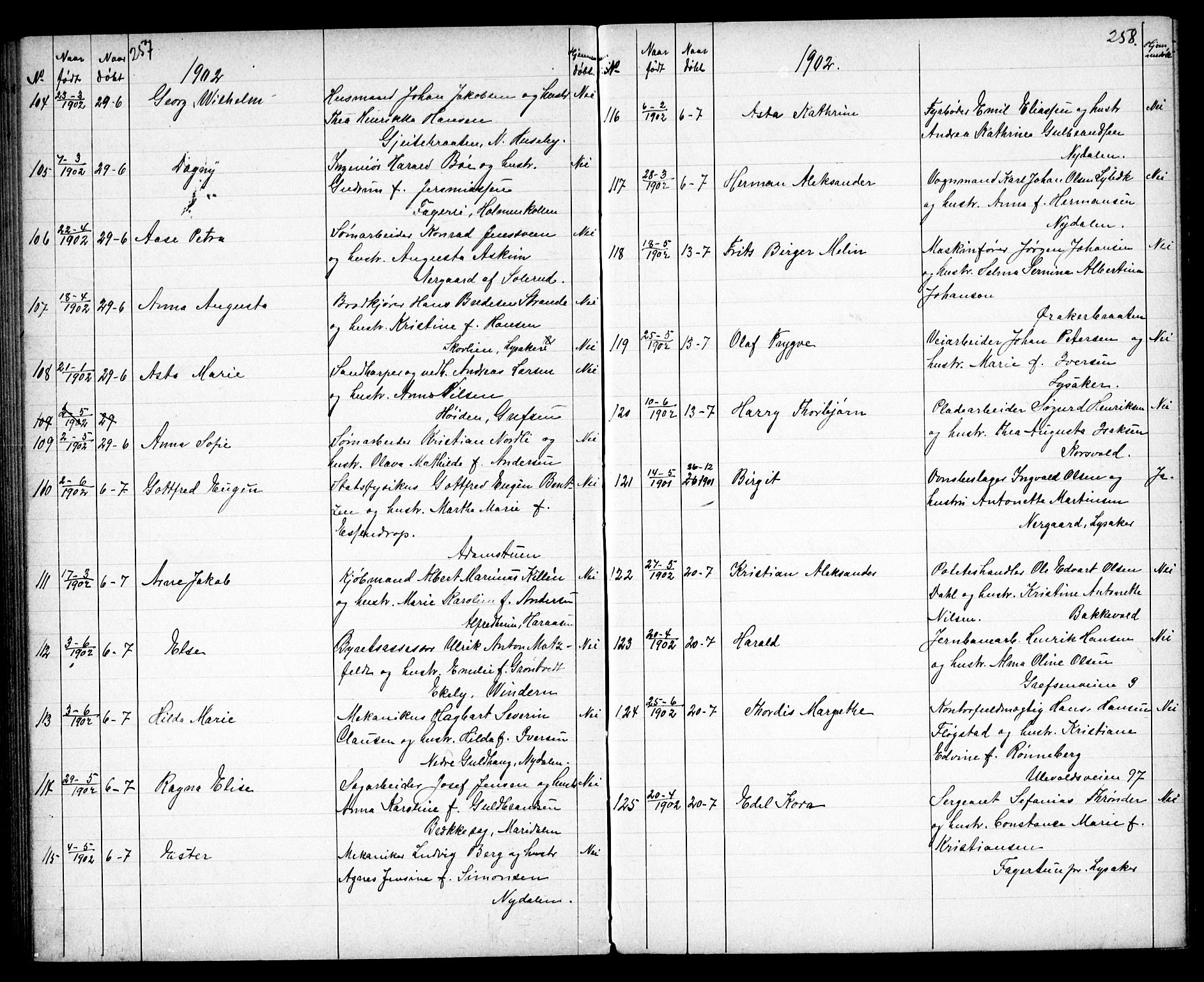 Vestre Aker prestekontor Kirkebøker, AV/SAO-A-10025/G/Ga/L0004: Parish register (copy) no. I 4, 1891-1903, p. 257-258