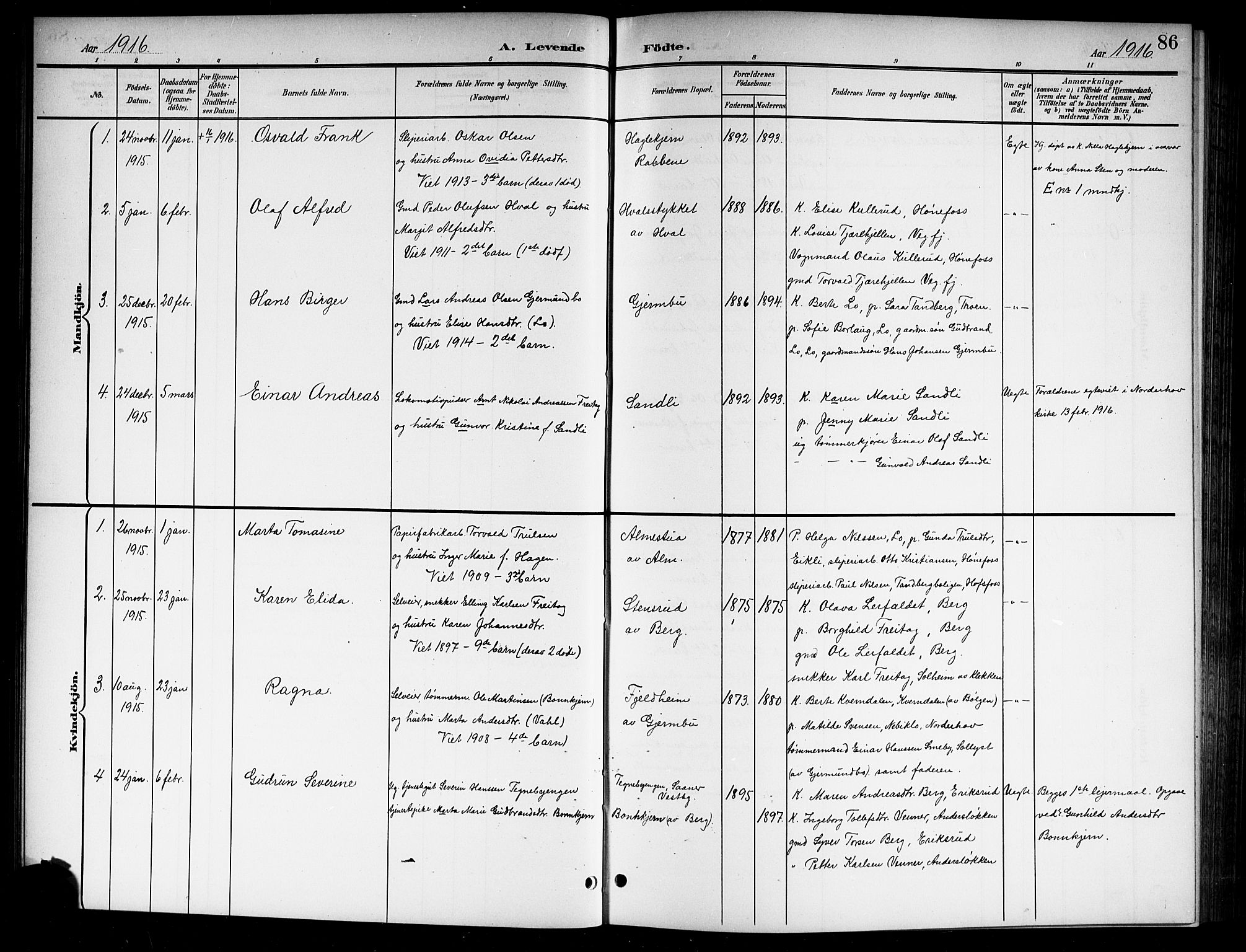 Norderhov kirkebøker, AV/SAKO-A-237/G/Gb/L0002: Parish register (copy) no. II 2, 1891-1921, p. 86