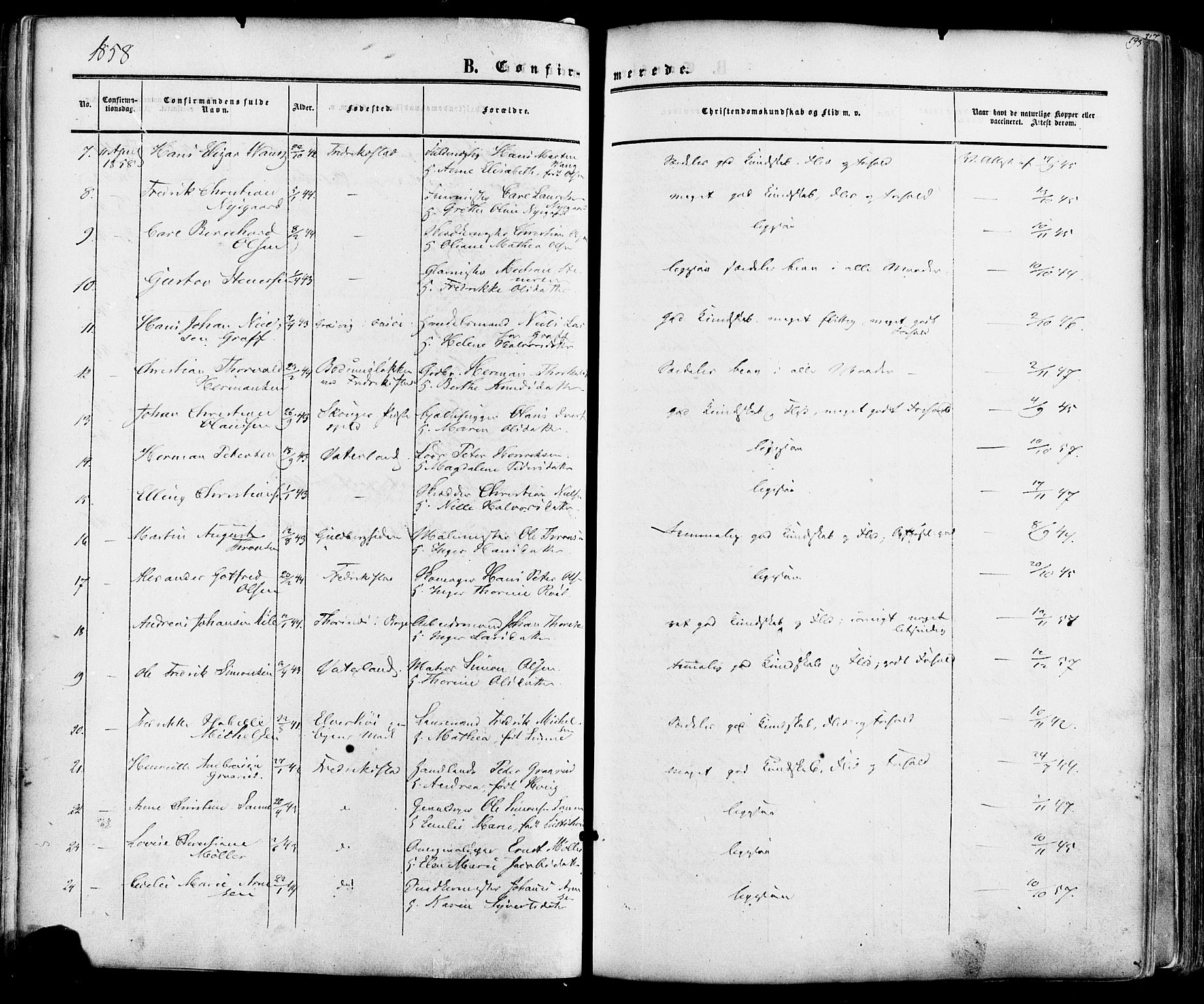 Fredrikstad prestekontor Kirkebøker, AV/SAO-A-11082/F/Fa/L0006: Parish register (official) no. 6, 1857-1878, p. 193