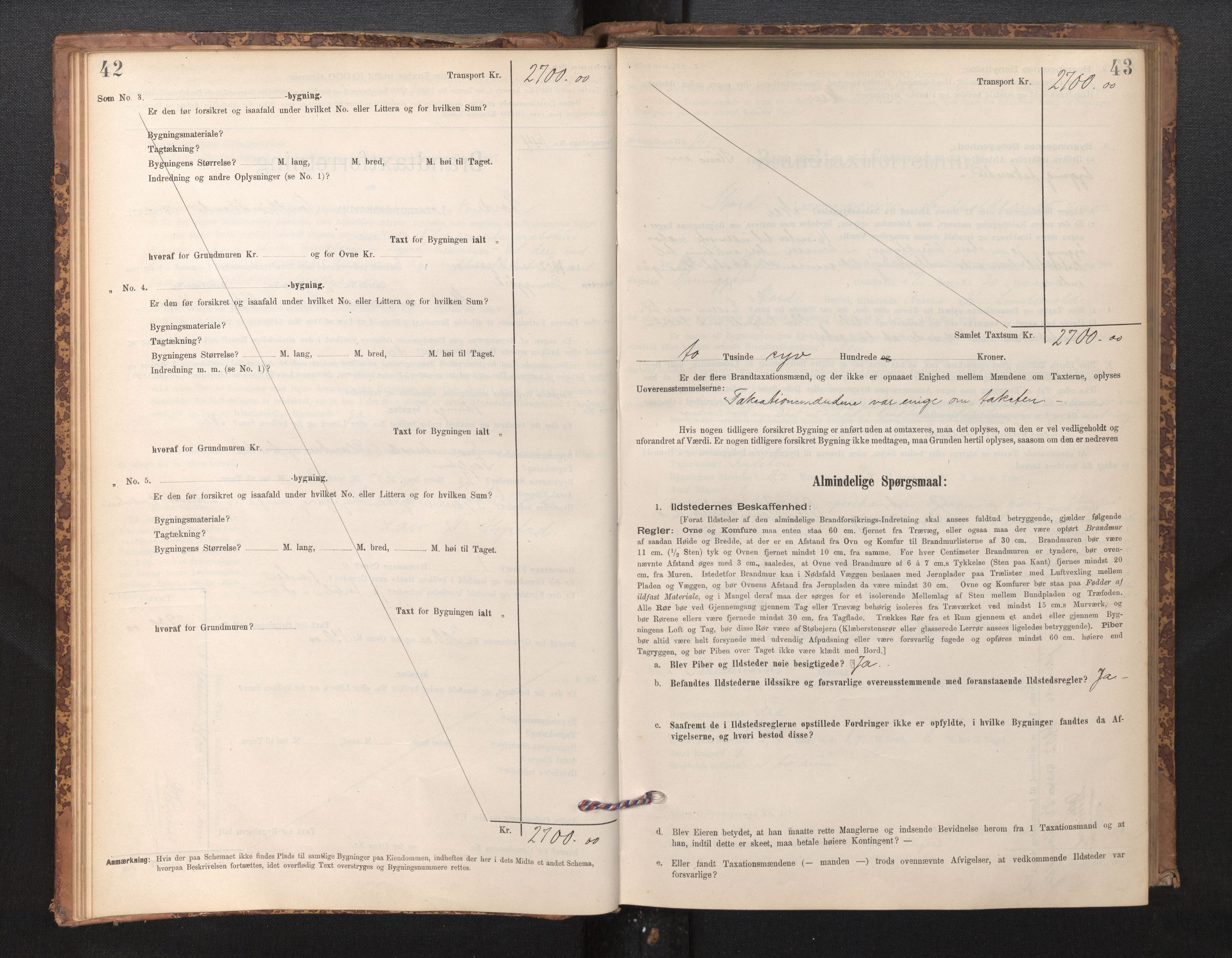 Lensmannen i Stord, SAB/A-35001/0012/L0002: Branntakstprotokoll, skjematakst, 1897-1922, p. 42-43