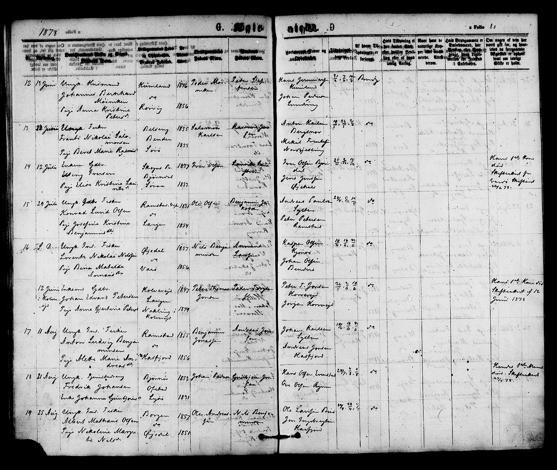 Ministerialprotokoller, klokkerbøker og fødselsregistre - Nord-Trøndelag, AV/SAT-A-1458/784/L0671: Parish register (official) no. 784A06, 1876-1879, p. 80