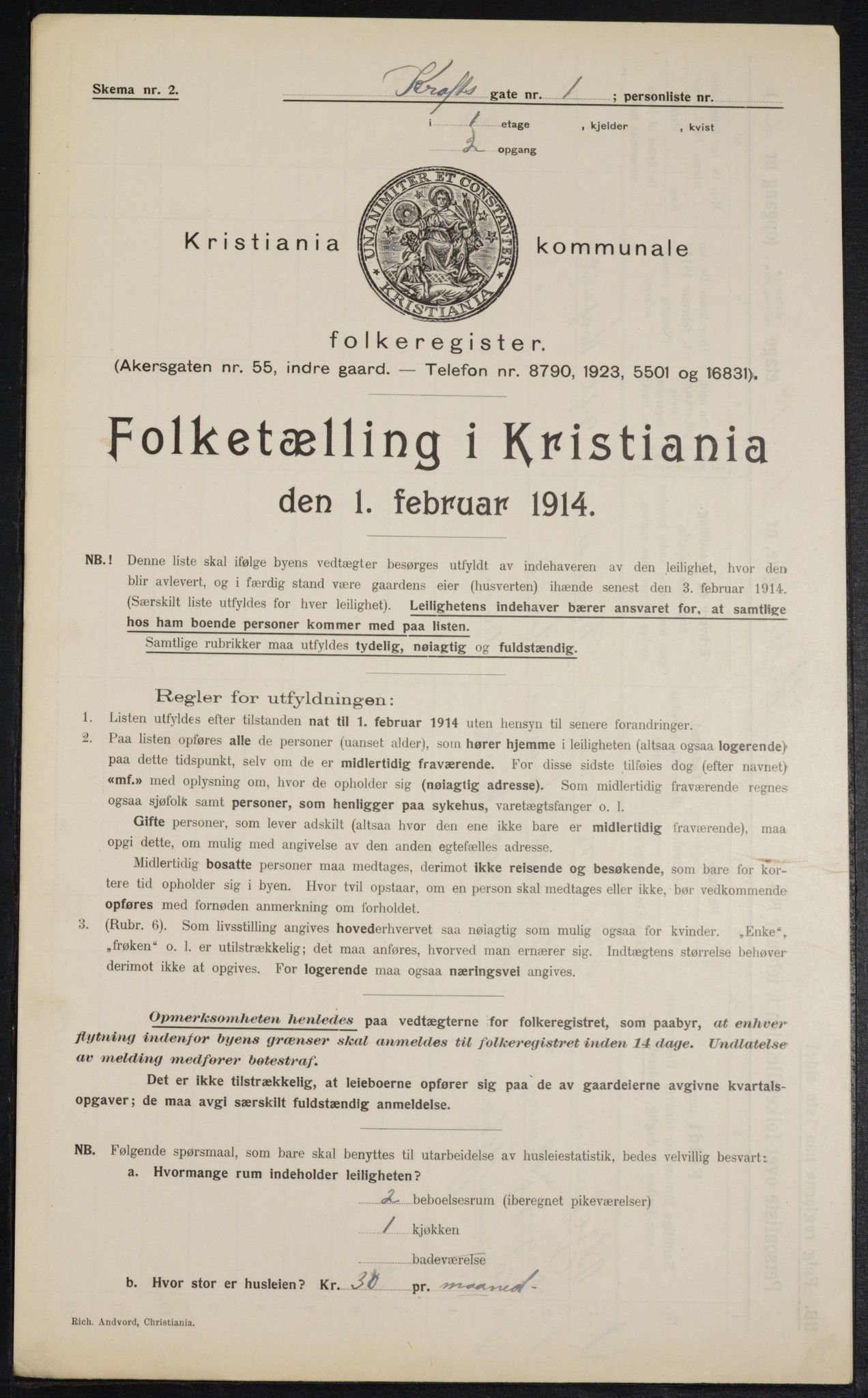 OBA, Municipal Census 1914 for Kristiania, 1914, p. 53856