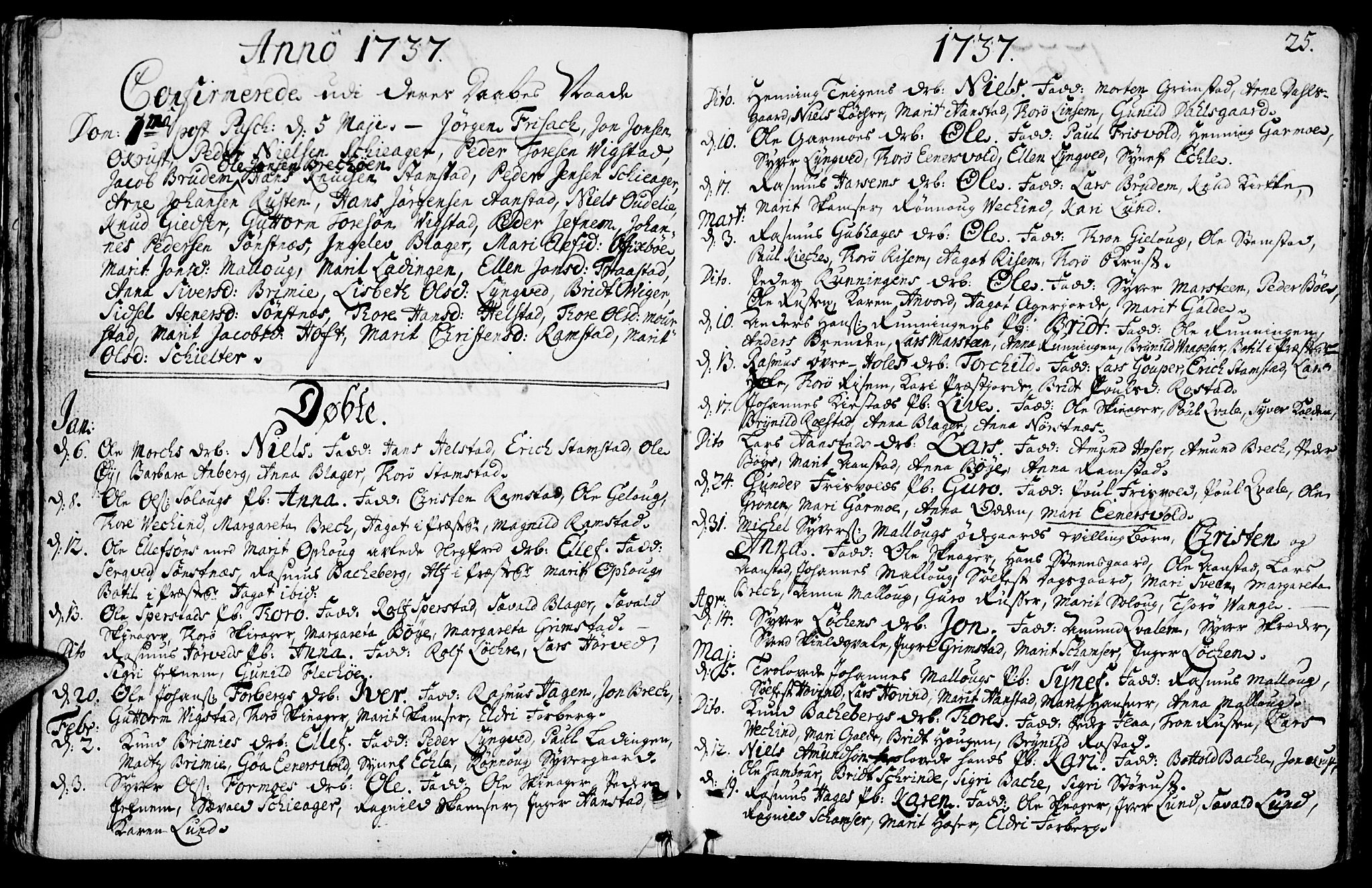 Lom prestekontor, SAH/PREST-070/K/L0001: Parish register (official) no. 1, 1733-1748, p. 25