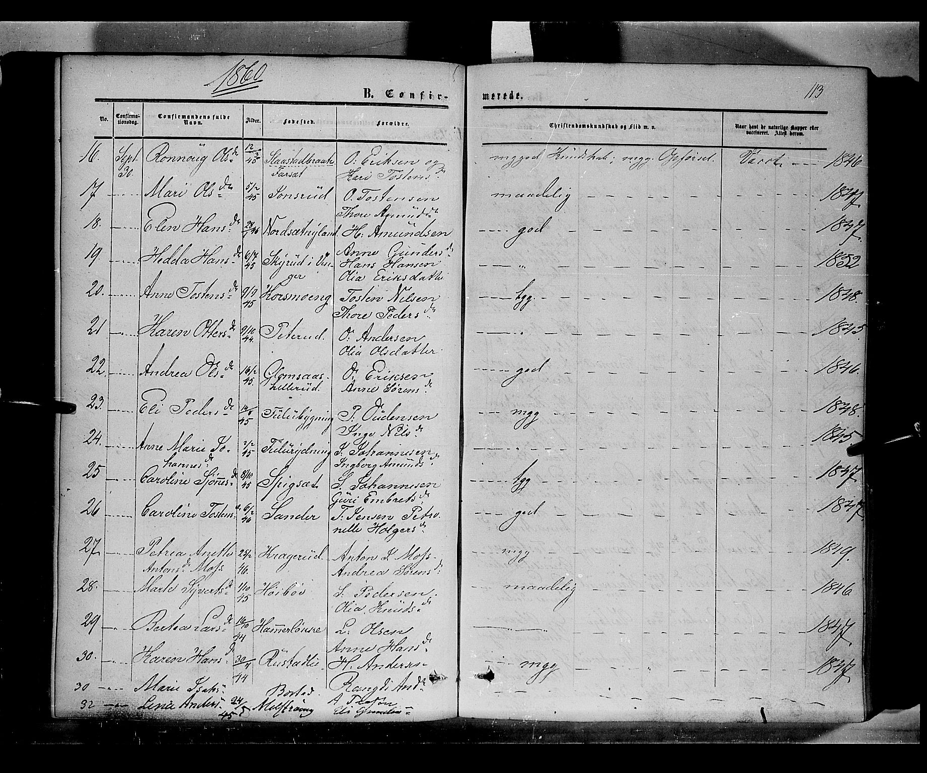 Sør-Odal prestekontor, AV/SAH-PREST-030/H/Ha/Haa/L0002: Parish register (official) no. 2, 1859-1863, p. 113