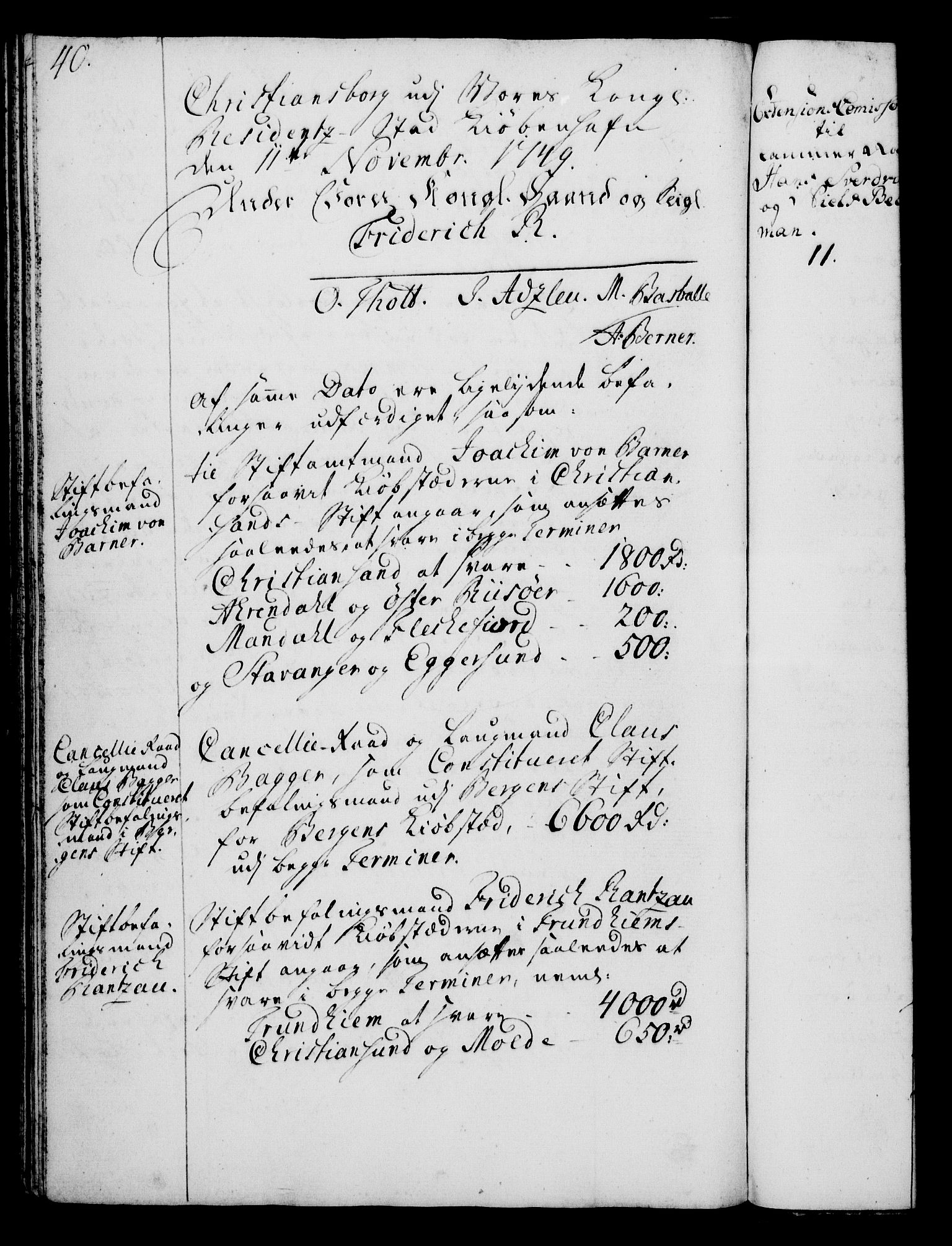 Rentekammeret, Kammerkanselliet, RA/EA-3111/G/Gg/Gga/L0006: Norsk ekspedisjonsprotokoll med register (merket RK 53.6), 1749-1759, p. 40